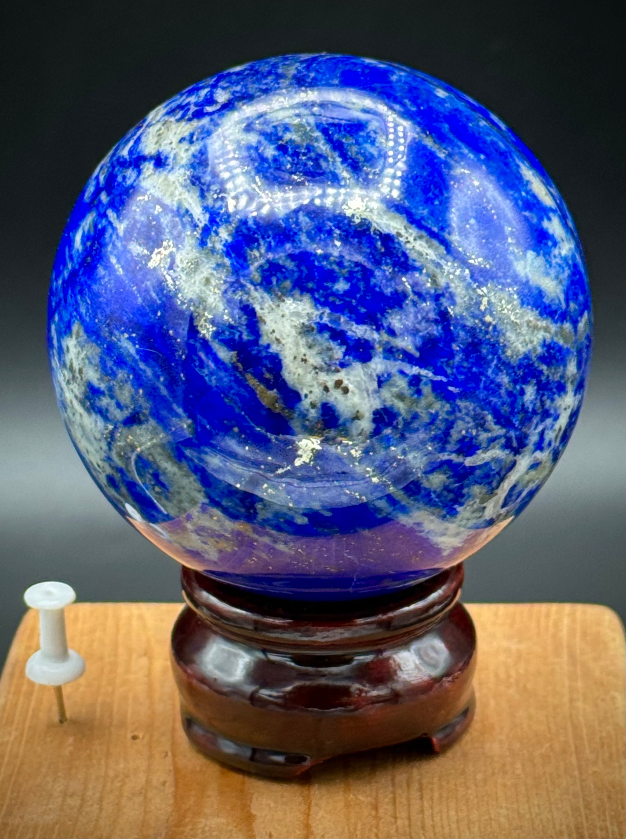 Natural Lapis Lazuli Sphere from Pakistan with Pyrite Inclusions, Beautiful and Authentic, A+++ Quality - The Celestial Boutique