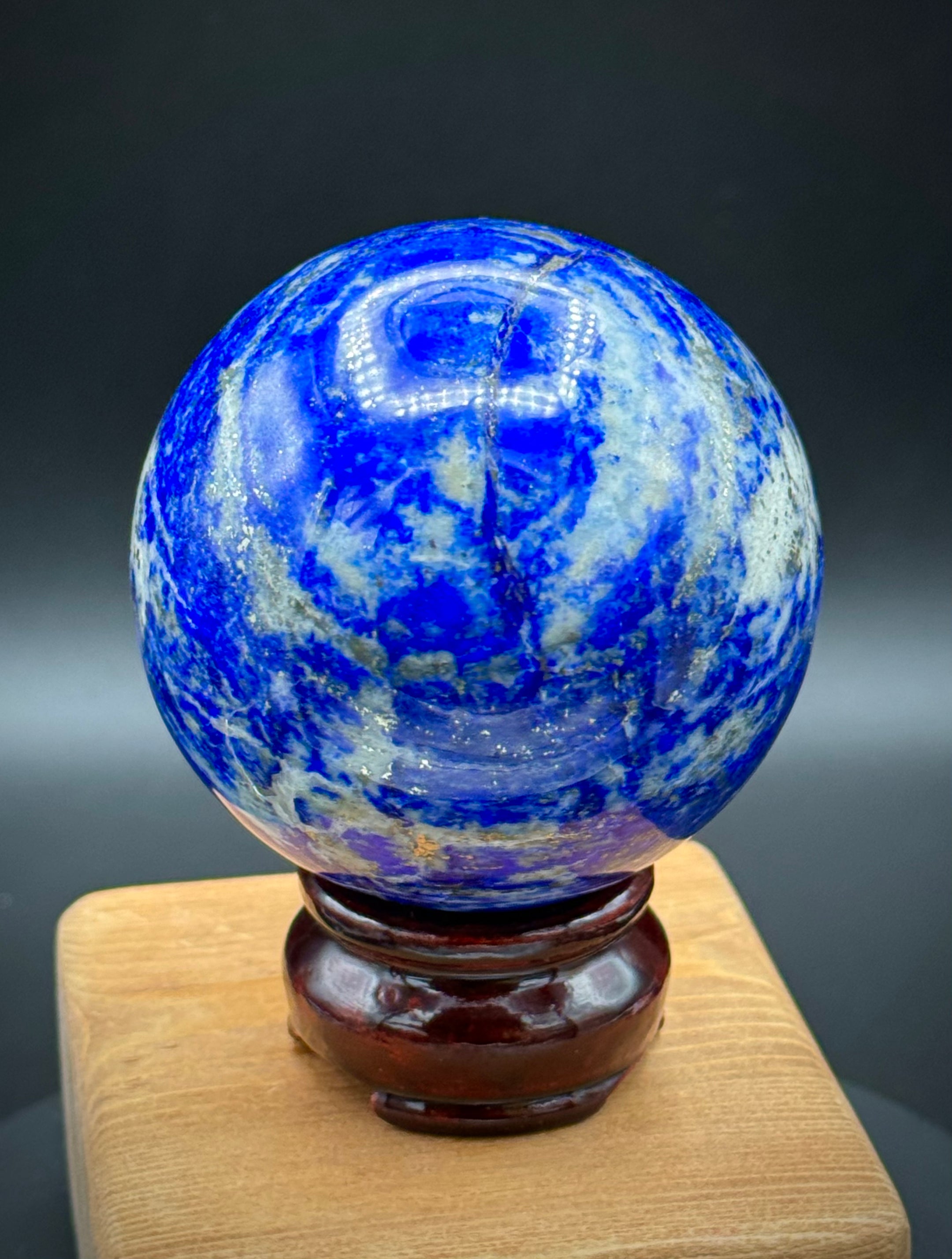 Natural Lapis Lazuli Sphere from Pakistan with Pyrite Inclusions, Beautiful and Authentic, A+++ Quality - The Celestial Boutique