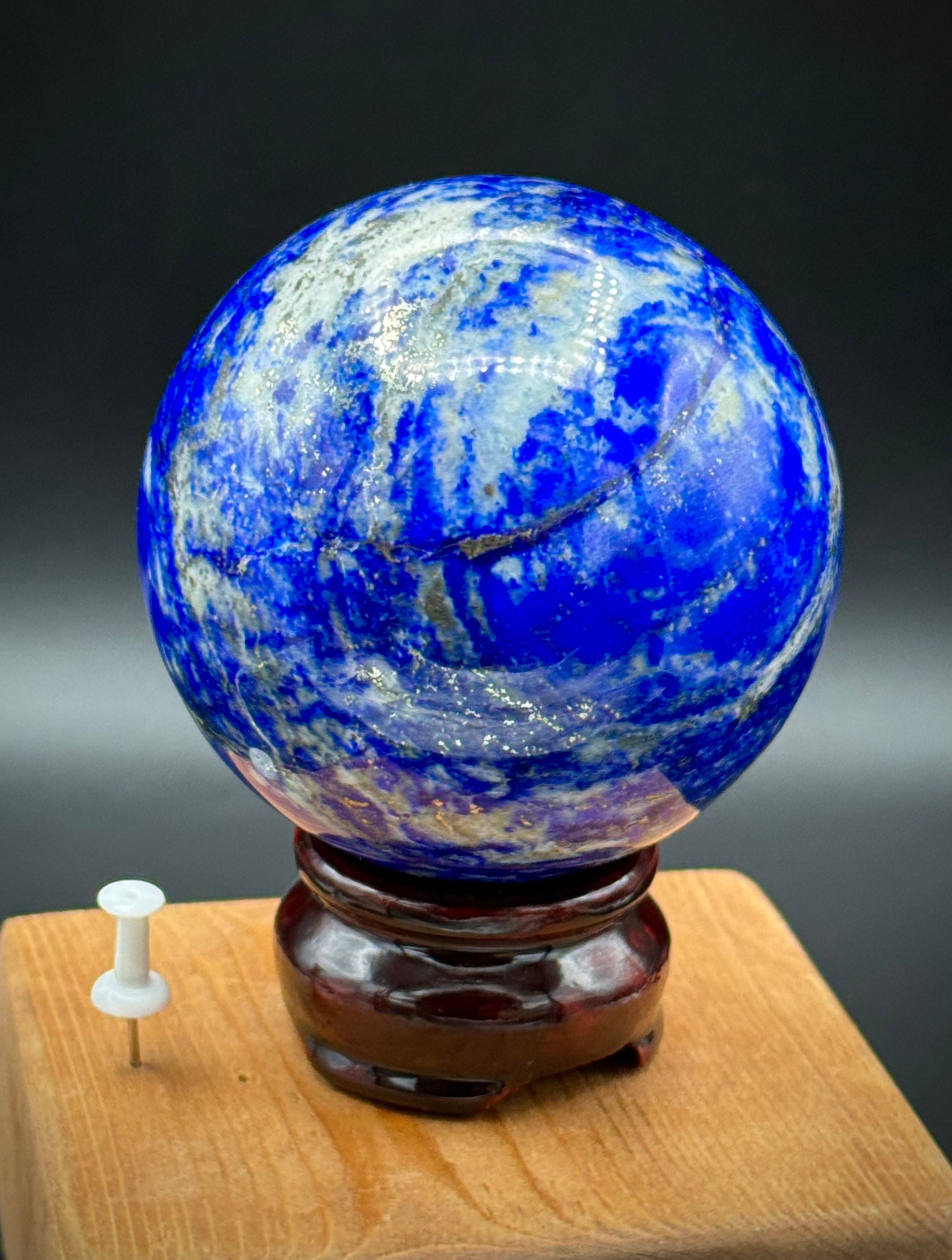 Natural Lapis Lazuli Sphere from Pakistan with Pyrite Inclusions, Beautiful and Authentic, A+++ Quality - The Celestial Boutique