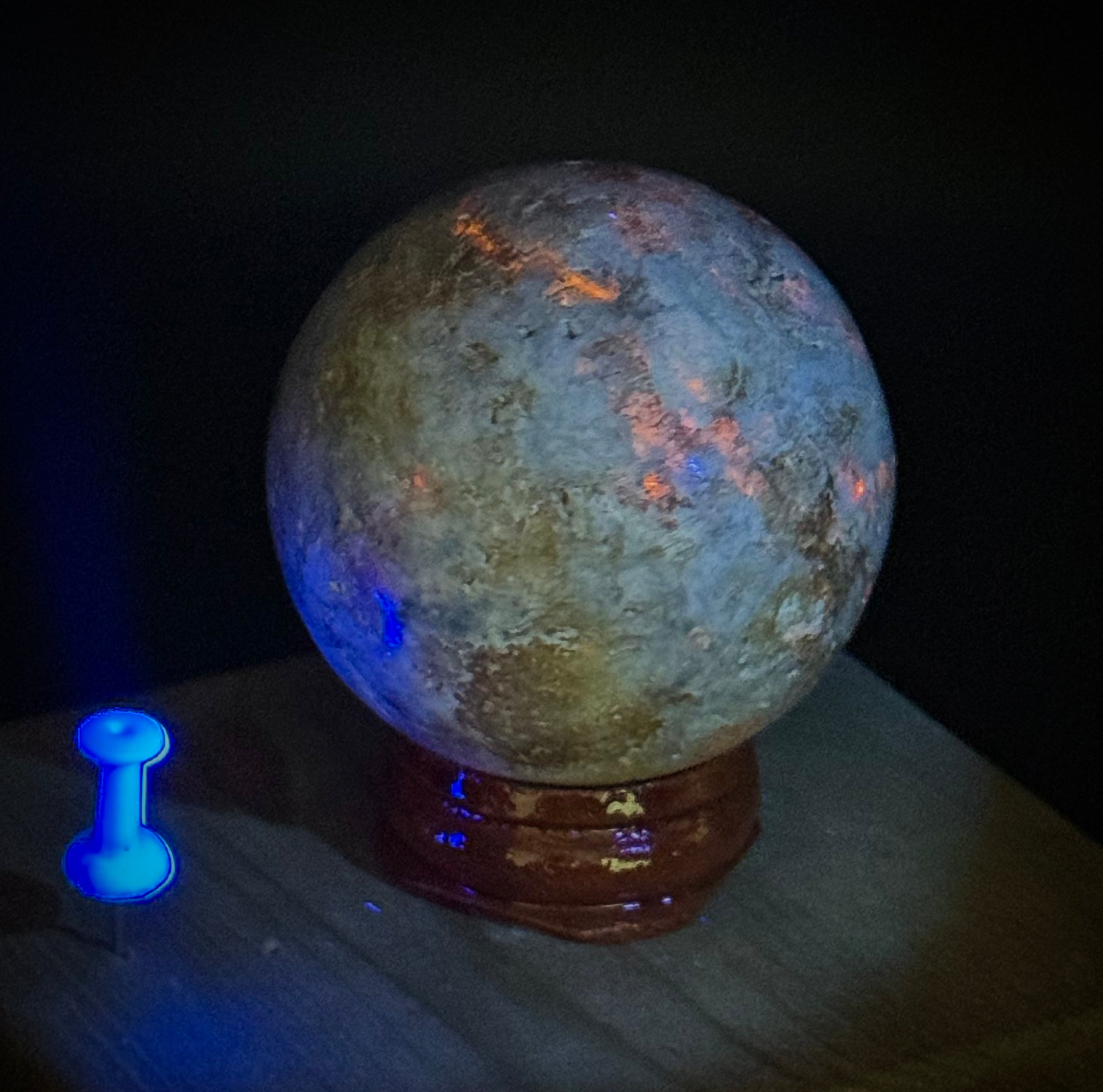 Natural UV Reactive Hackmanite Sphere from Afghanistan 46MM, Beautiful and Authentic, A++ Quality - The Celestial Boutique