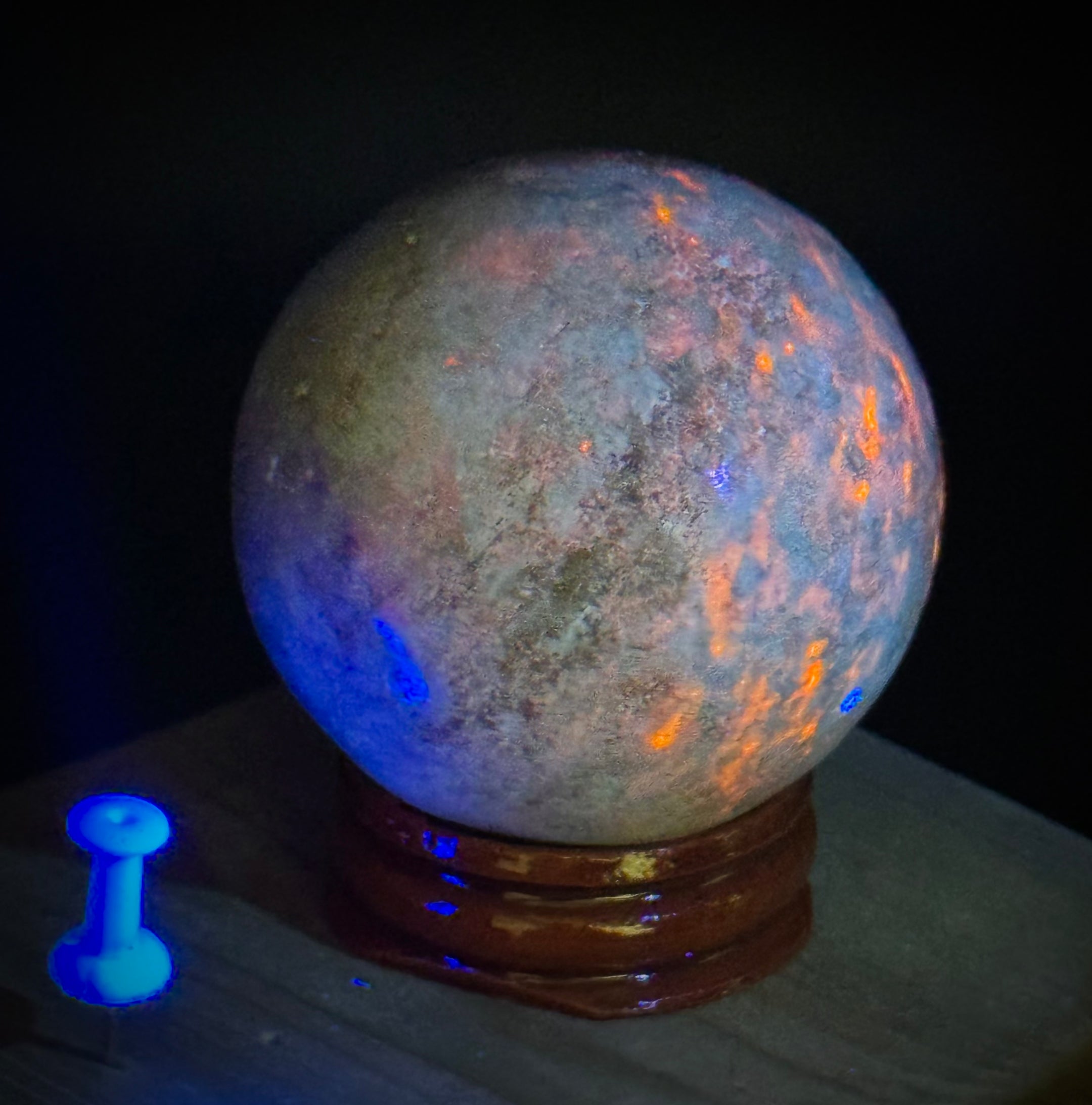 Natural UV Reactive Hackmanite Sphere from Afghanistan 45MM, Beautiful and Authentic, A++ Quality - The Celestial Boutique