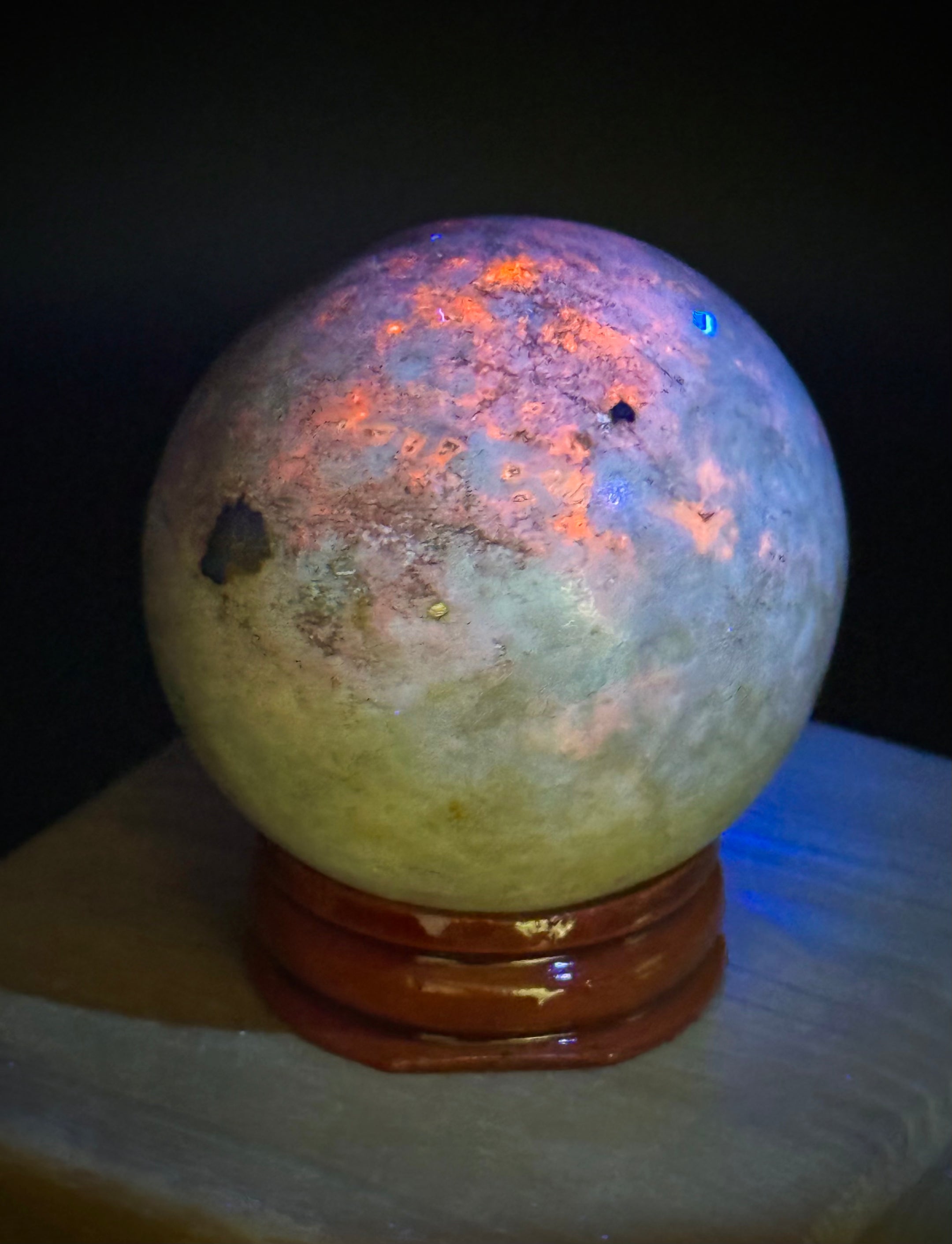 Natural UV Reactive Hackmanite Sphere from Afghanistan 48MM, Beautiful and Authentic, A++ Quality - The Celestial Boutique