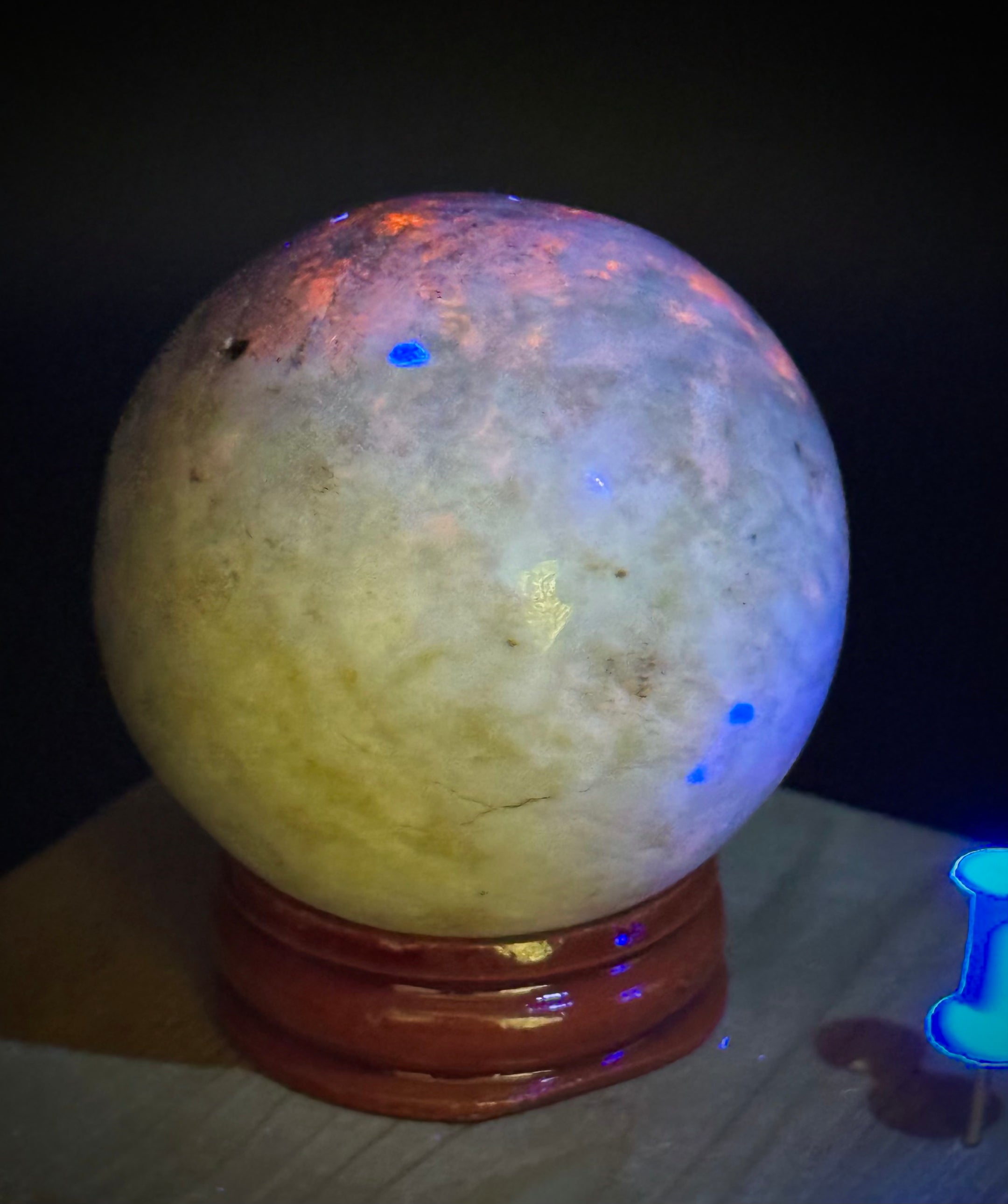 Natural UV Reactive Hackmanite Sphere from Afghanistan 48MM, Beautiful and Authentic, A++ Quality - The Celestial Boutique