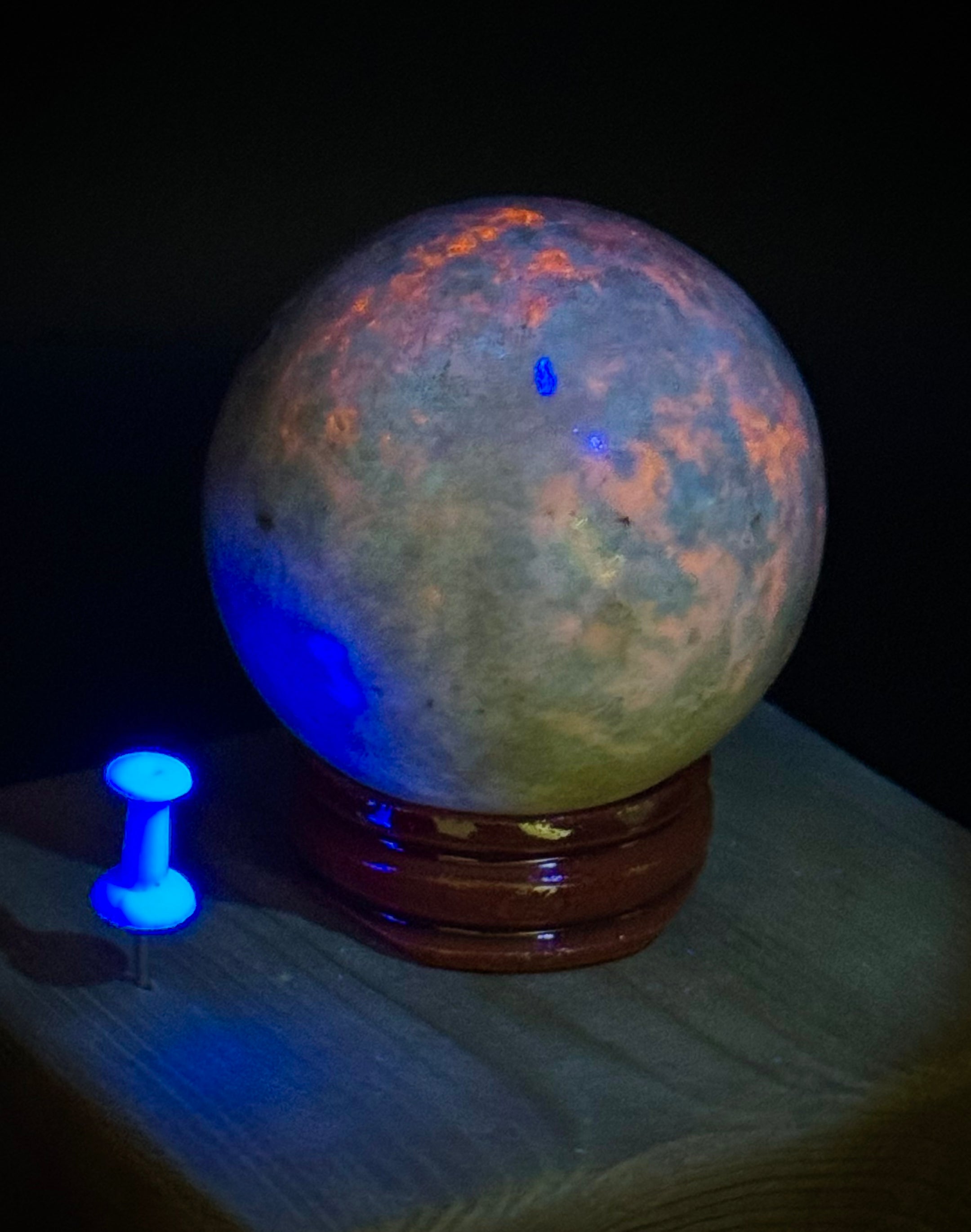 Natural UV Reactive Hackmanite Sphere from Afghanistan 49MM, Beautiful and Authentic, A++ Quality - The Celestial Boutique