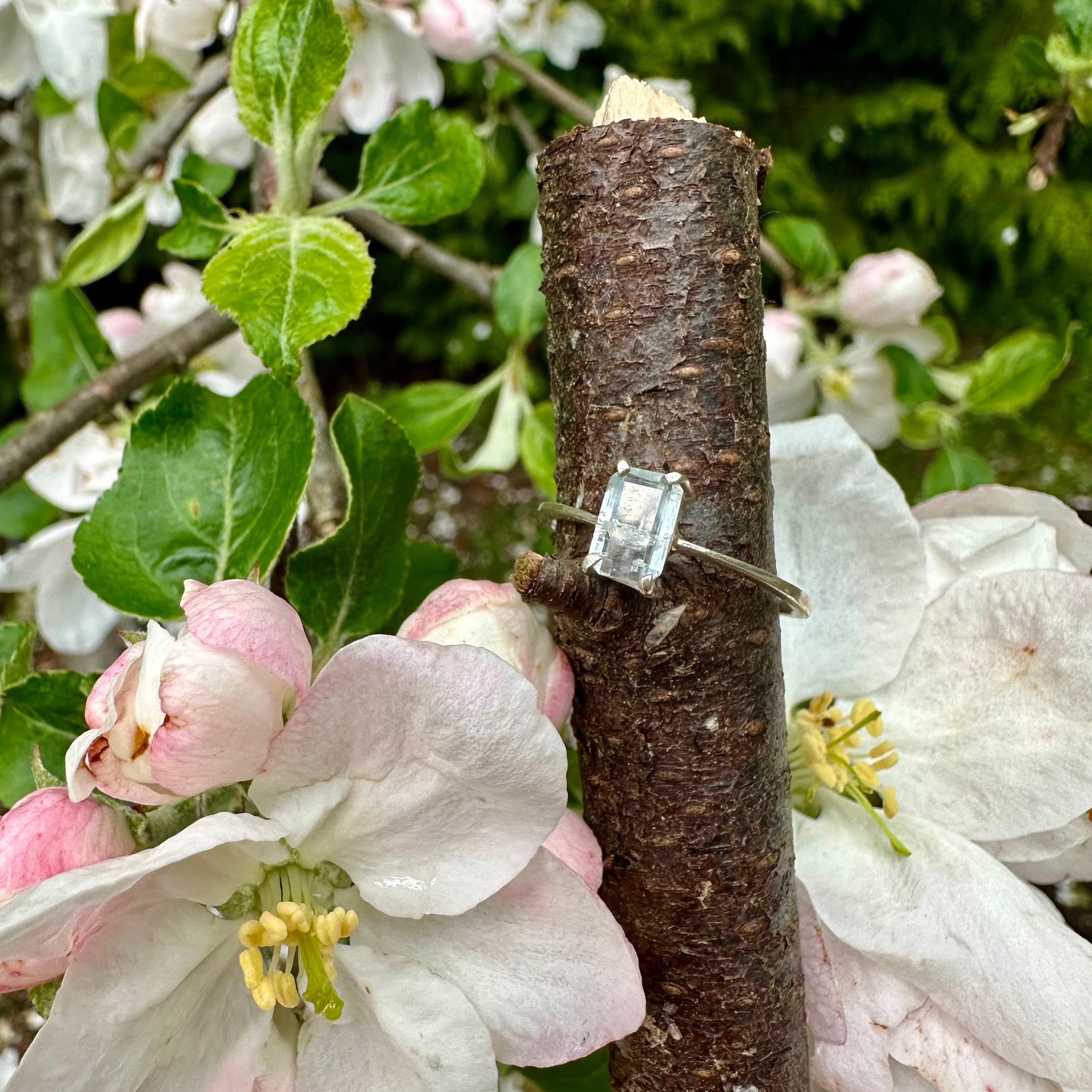 Bague en argent sterling à facettes aigue-marine .925, belle et authentique ! Taille 8