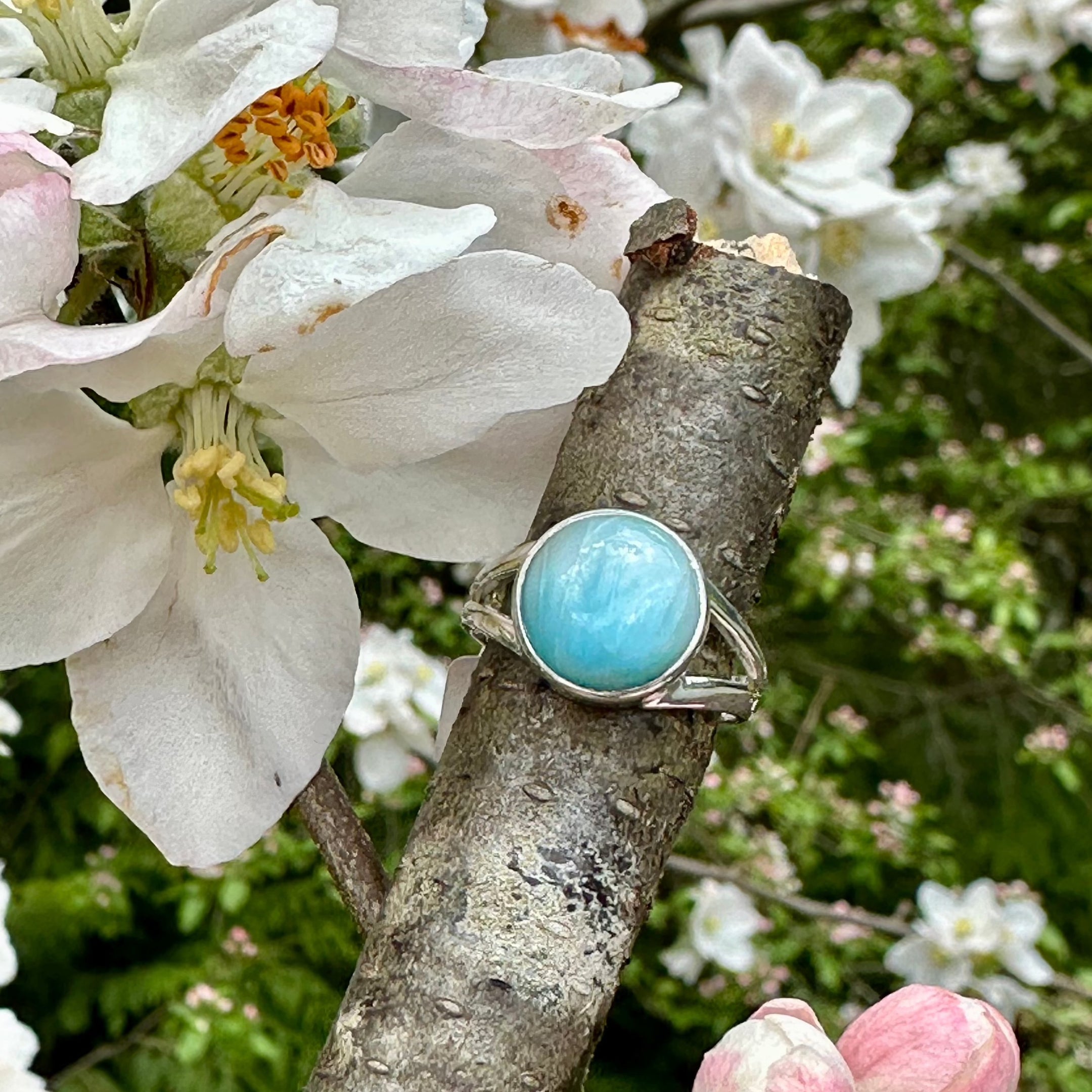 Bague en cristal Larimar, argent sterling 925, belle et authentique, SL16 taille 7, bijoux élégants, cadeau unique