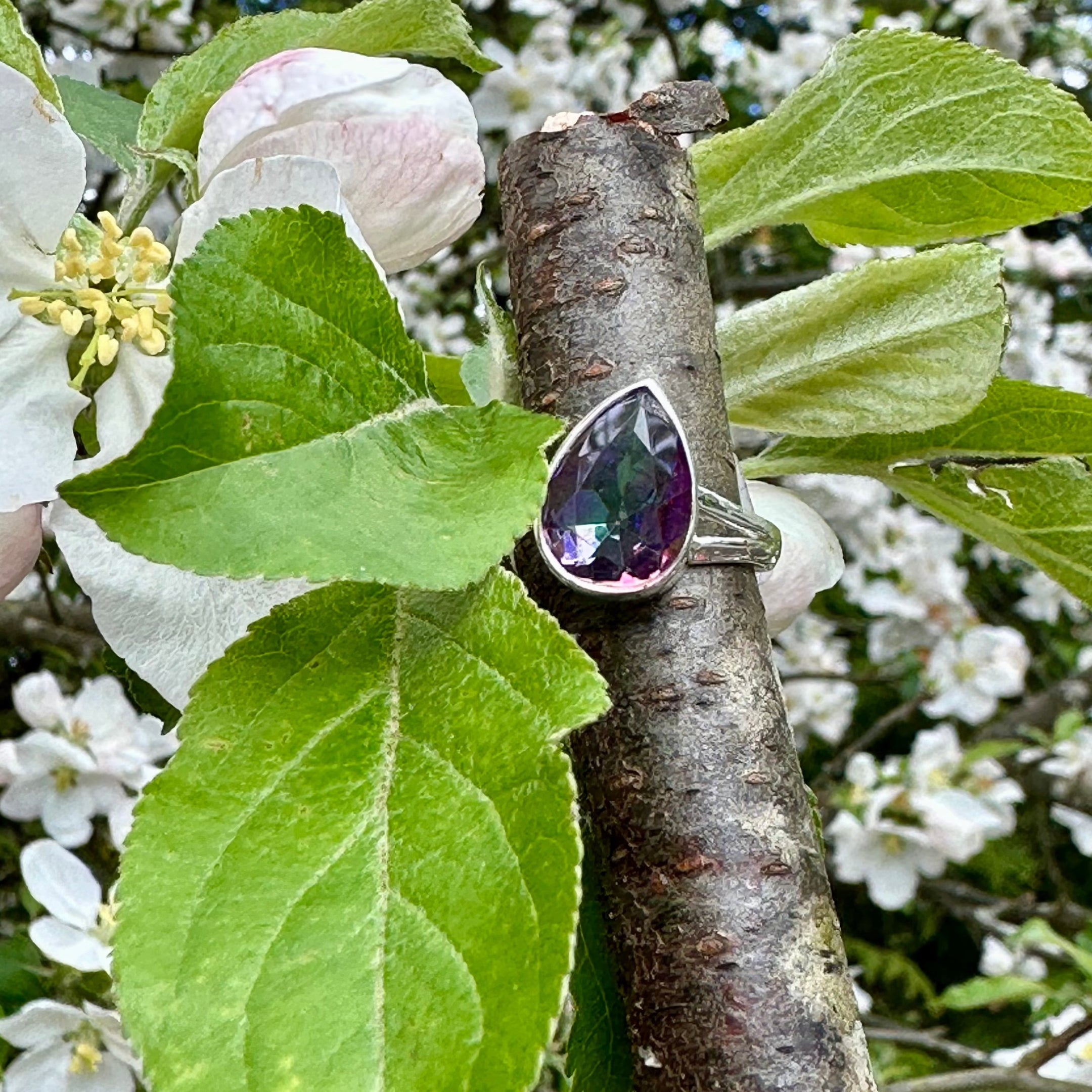 Bague en cristal de topaze mystique, argent sterling 925, belle et authentique, taille 8, bijoux élégants, cadeau unique