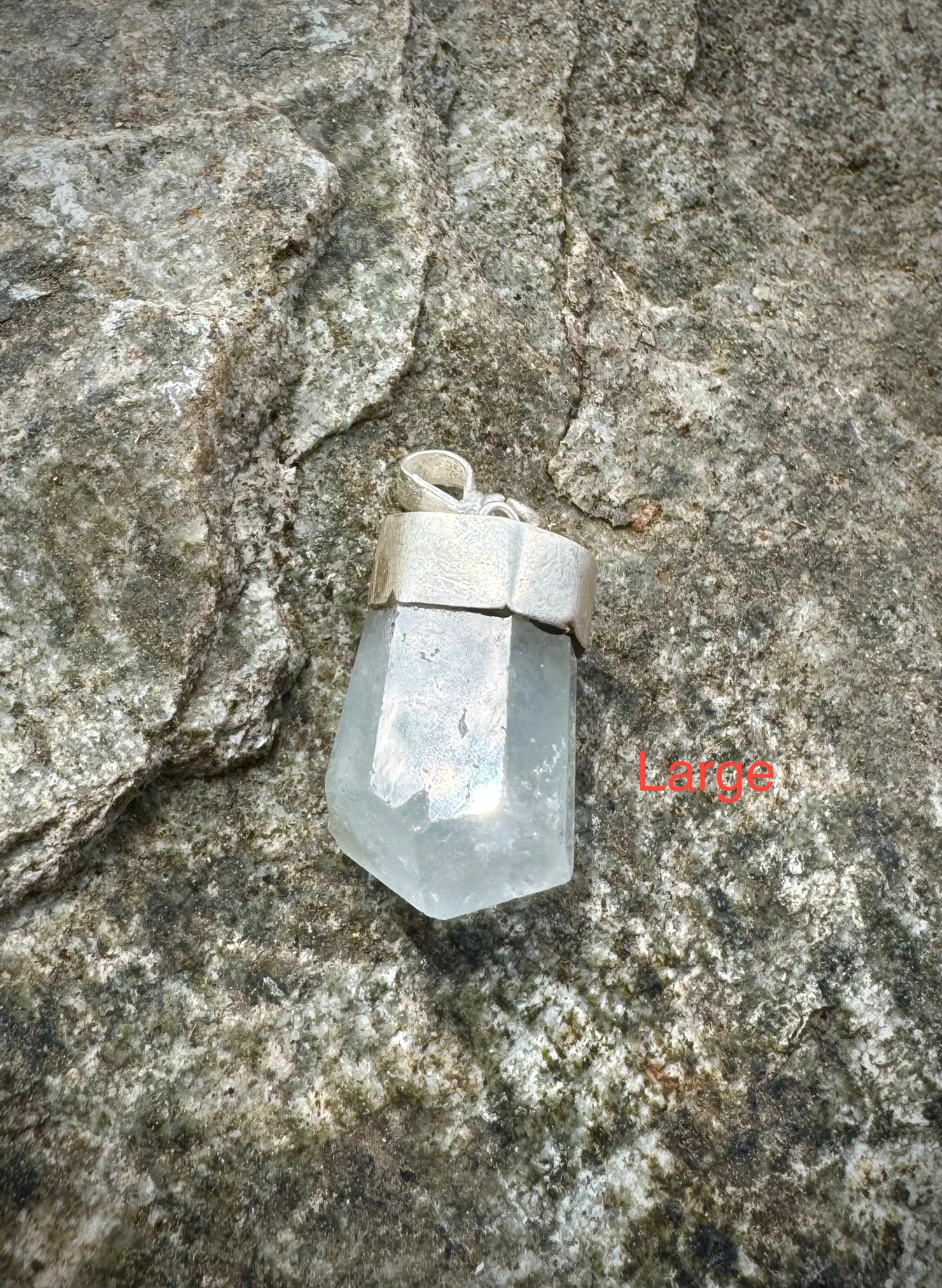 Polished Aquamarine Point Pendant Sterling Silver .925, Beautiful Gemstone Jewelry - The Celestial Boutique