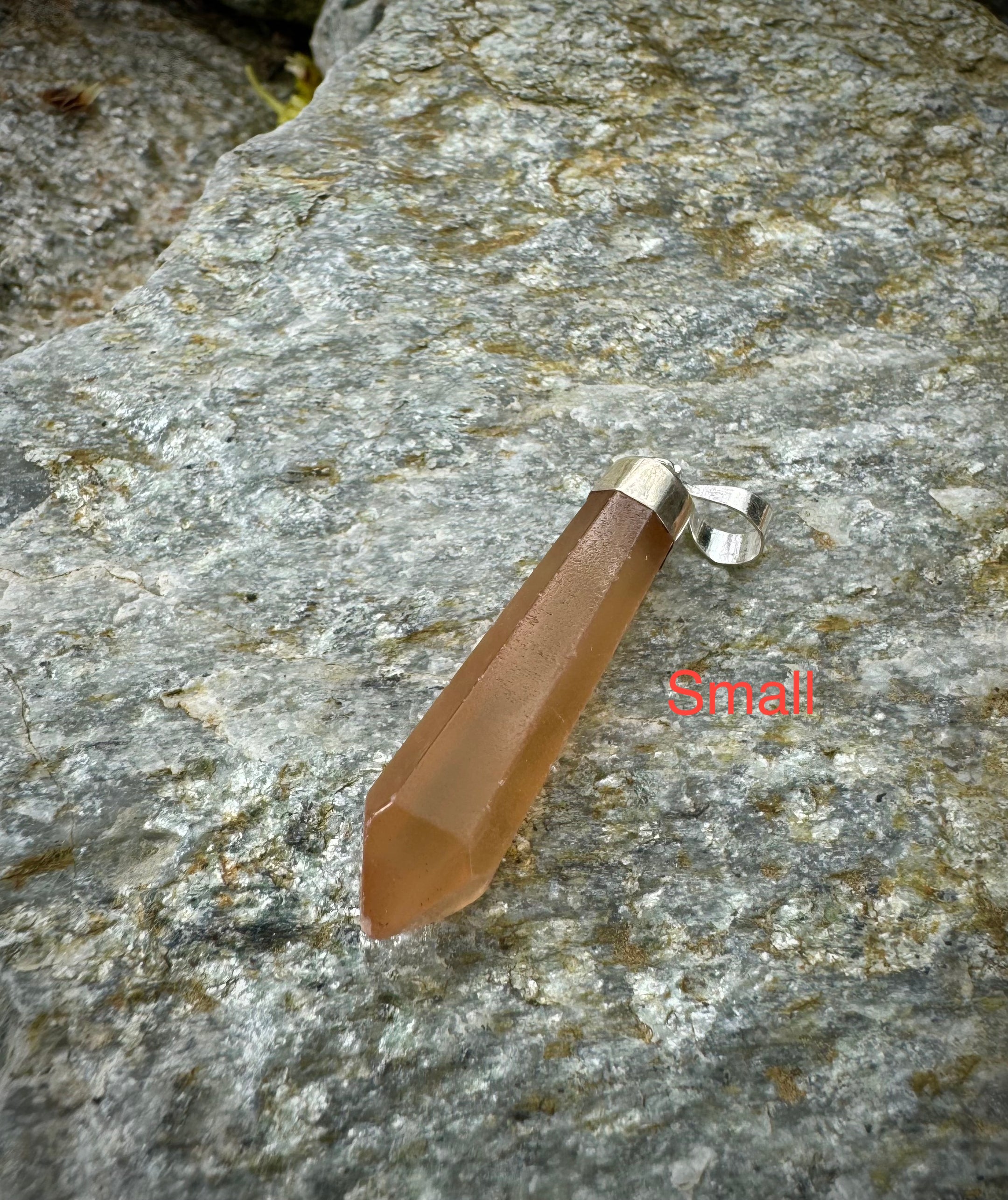 Polished Honey Calcite Point Pendant Sterling Silver .925, Beautiful Gemstone Jewelry - The Celestial Boutique