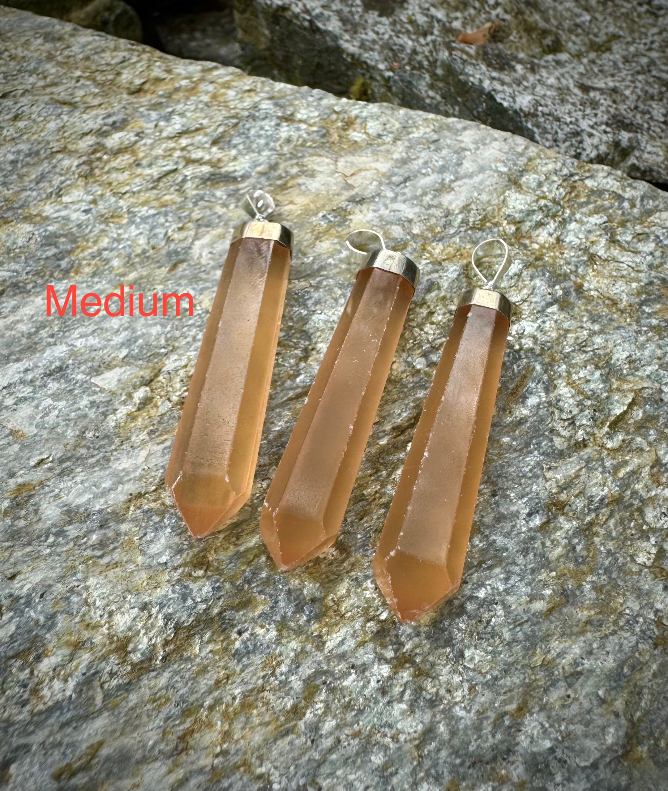 Polished Honey Calcite Point Pendant Sterling Silver .925, Beautiful Gemstone Jewelry - The Celestial Boutique