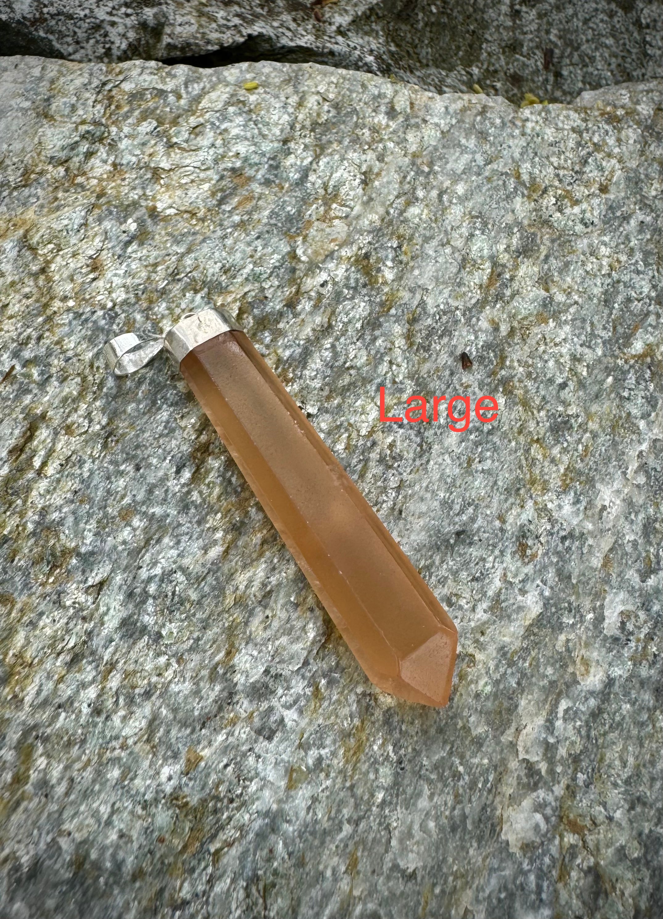 Polished Honey Calcite Point Pendant Sterling Silver .925, Beautiful Gemstone Jewelry - The Celestial Boutique