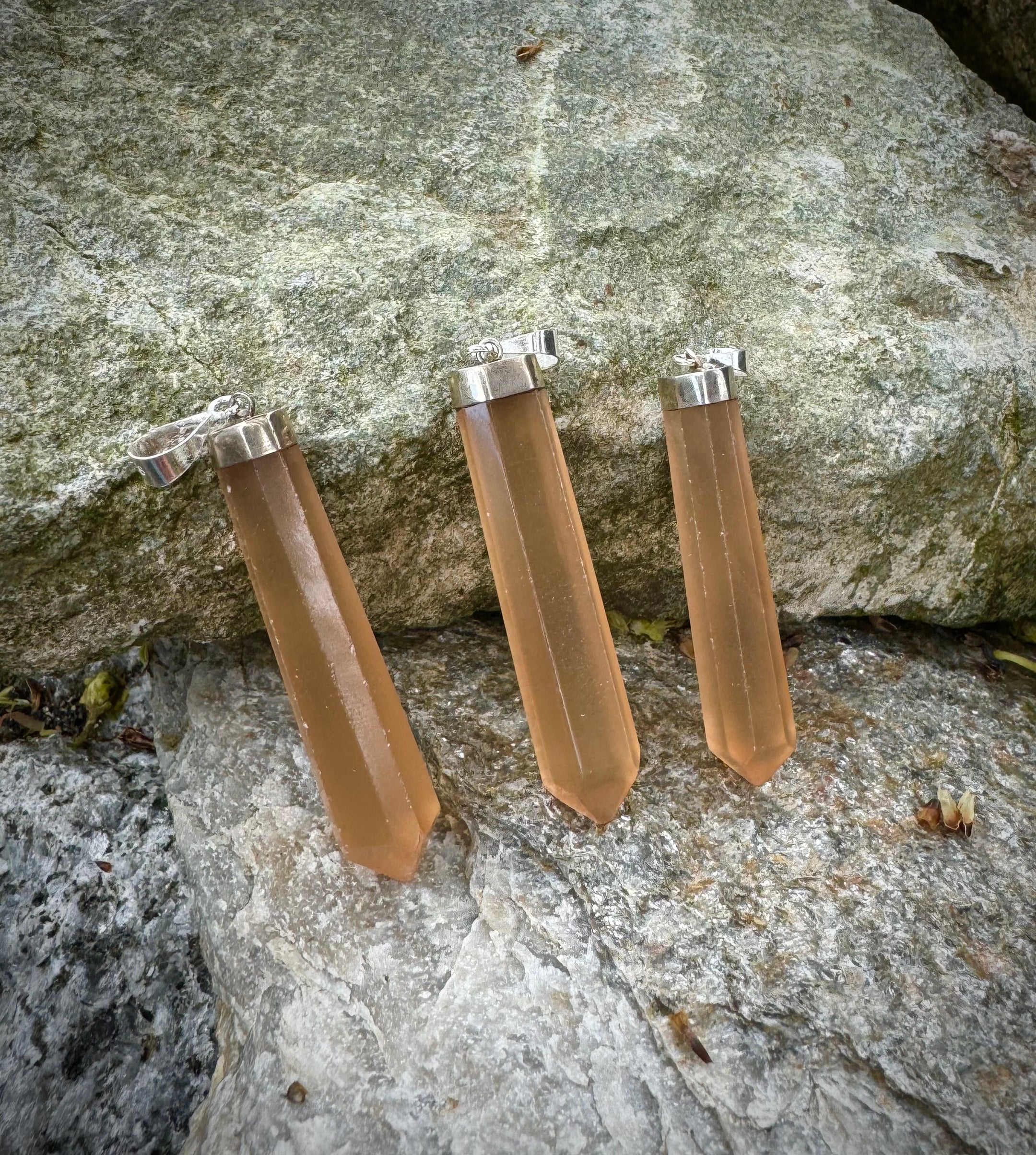 Polished Pink Aragonite Point Pendant Sterling Silver .925, Beautiful Gemstone Jewelry - The Celestial Boutique