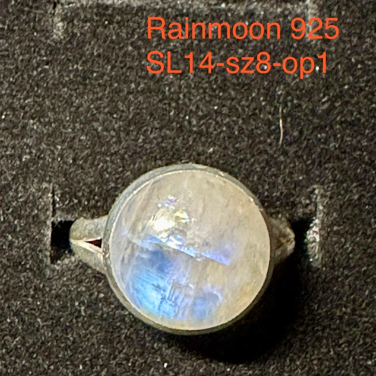 Rainbow Moonstone Crystal Ring, Amazing Flash - 925 Sterling Silver, Beautiful and Authentic, Size 8 - The Celestial Boutique