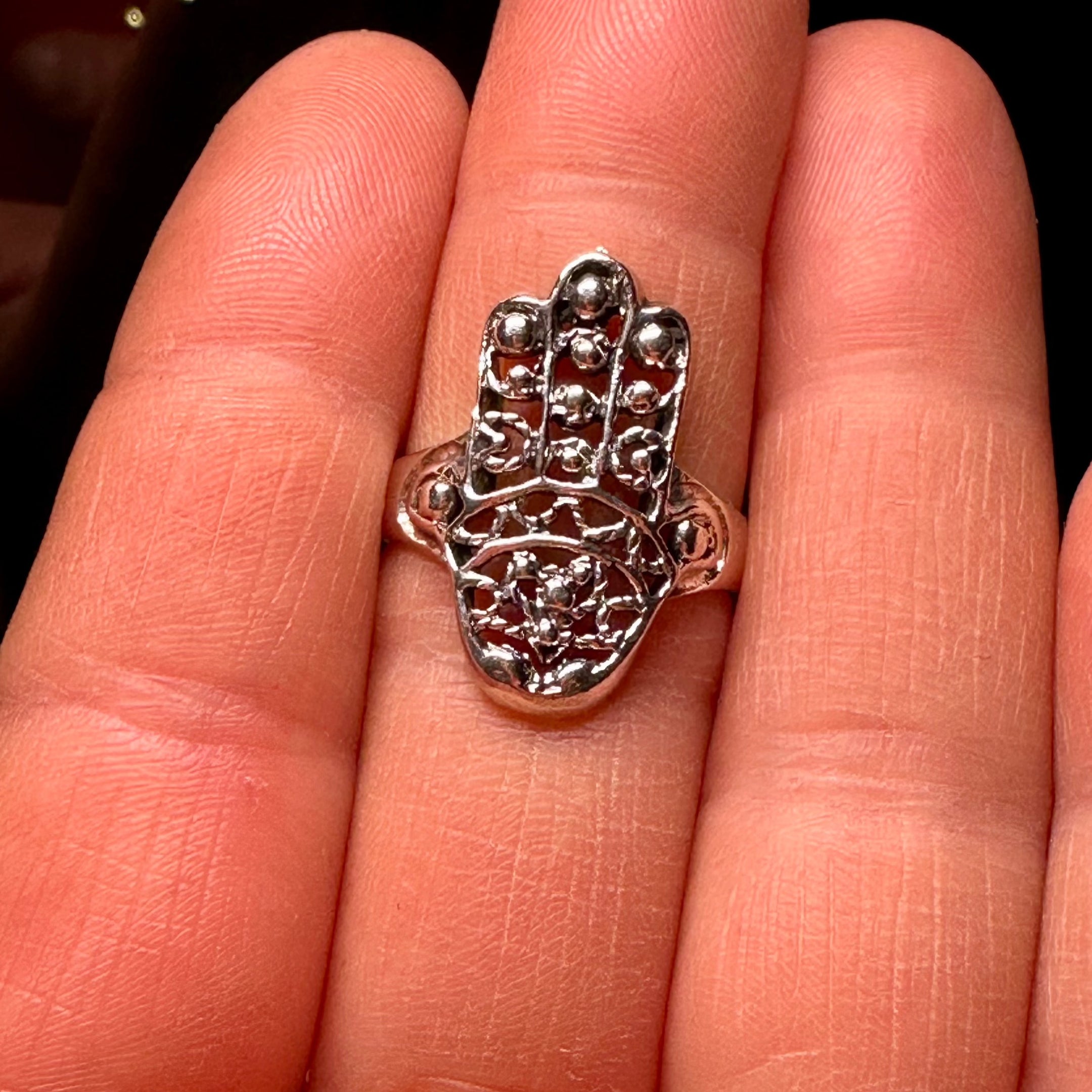 Fatima Hand Hamsa Ring, 925 Sterling Silver, Beautiful and Authentic, Elegant Jewelry, Symbolic Gift - The Celestial Boutique