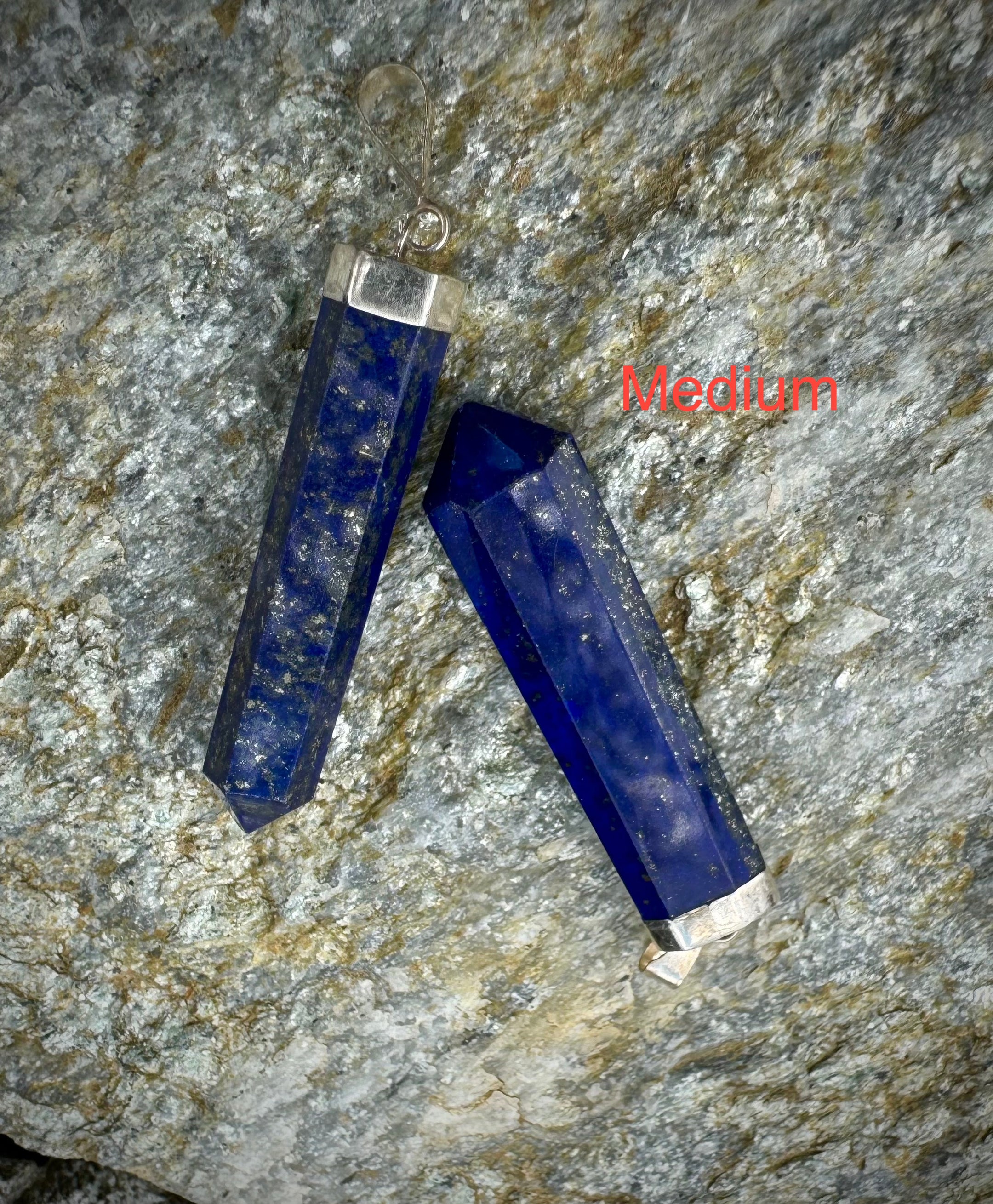 Polished Lapis Lazuli Point Pendant Sterling Silver .925, Beautiful Gemstone Jewelry - The Celestial Boutique