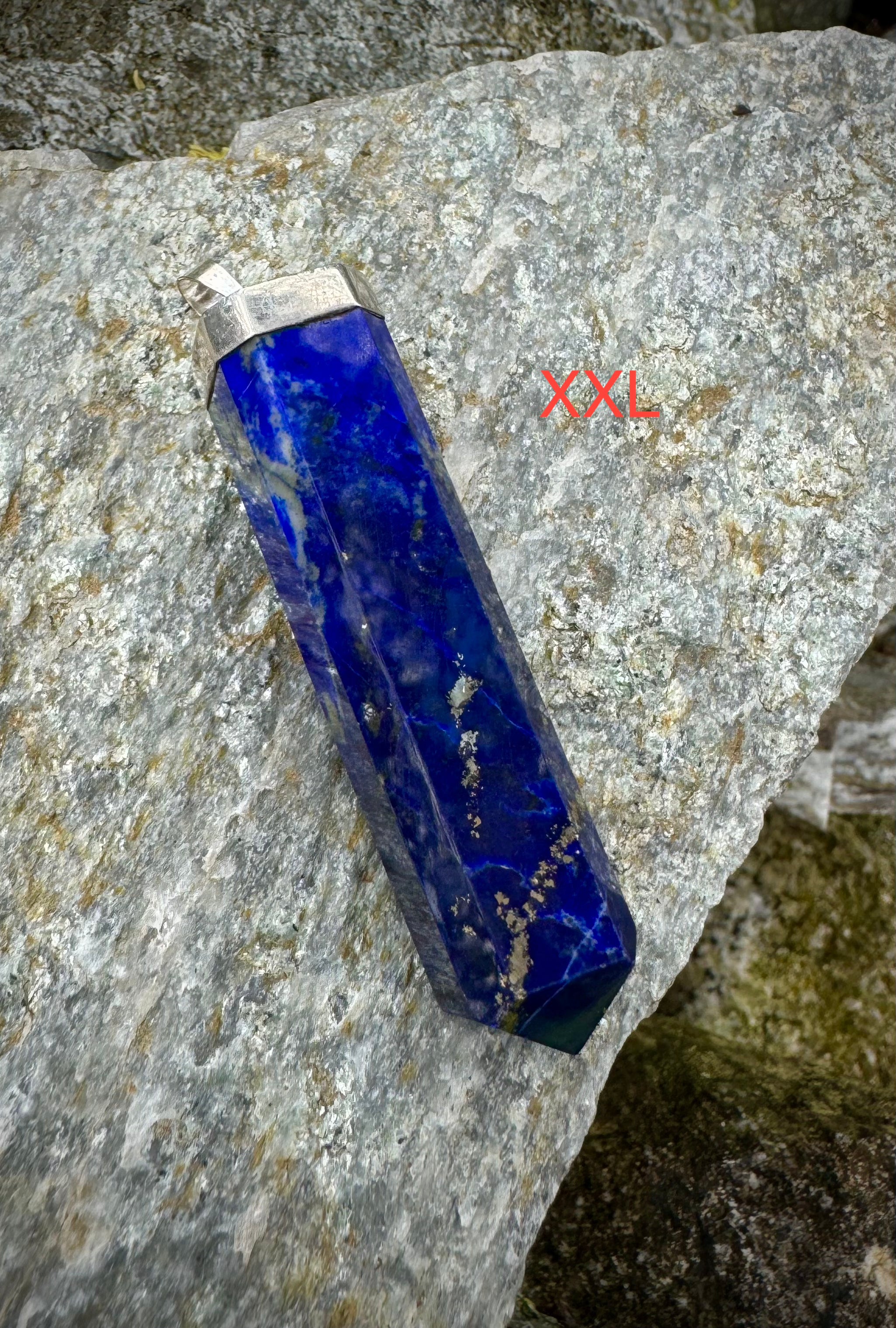 Polished Lapis Lazuli Point Pendant Sterling Silver .925, Beautiful Gemstone Jewelry - The Celestial Boutique