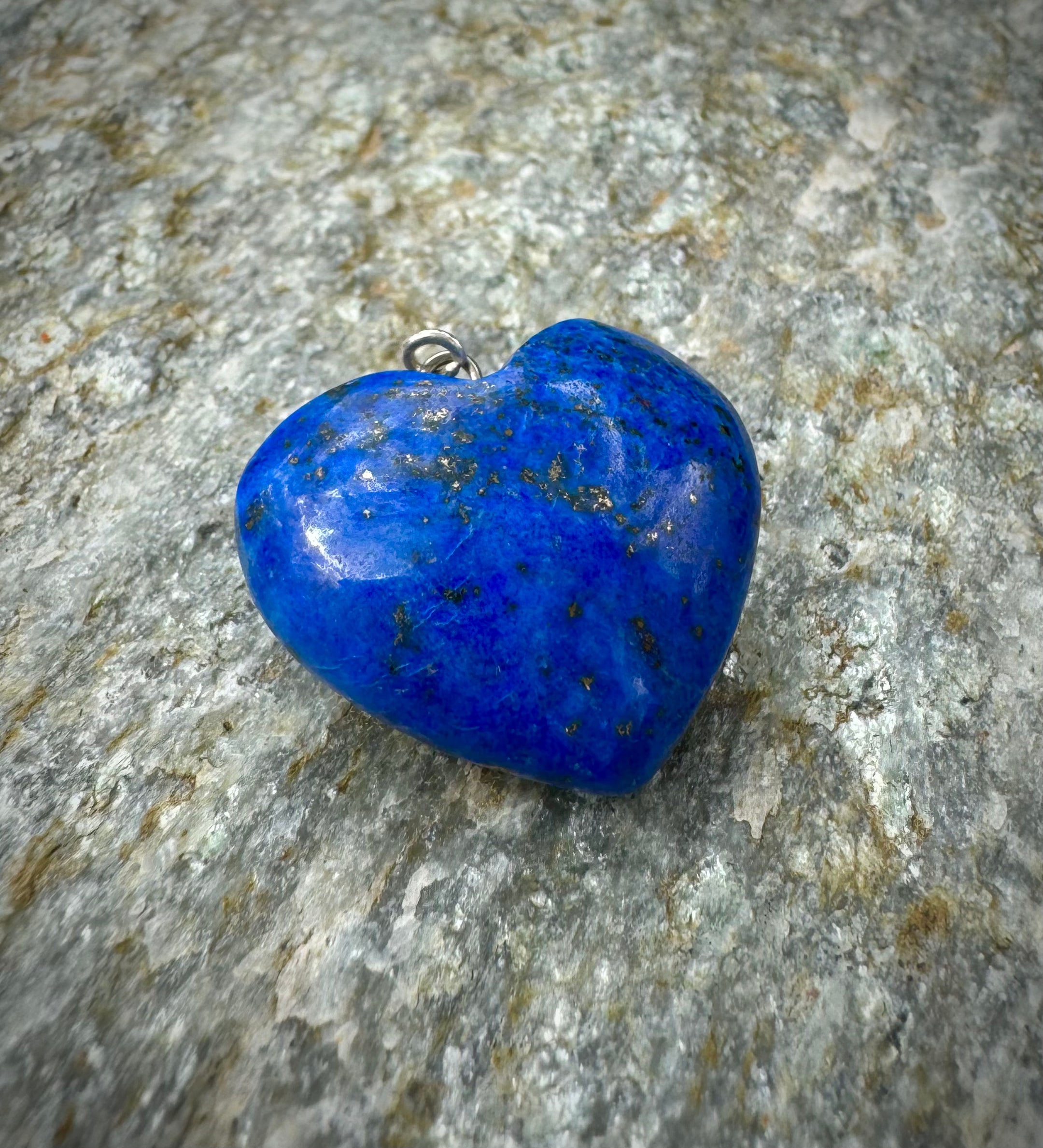 Polished Lapis Lazuli Heart Pendant, Sterling Silver .925, Beautiful Gemstone Jewelry - The Celestial Boutique