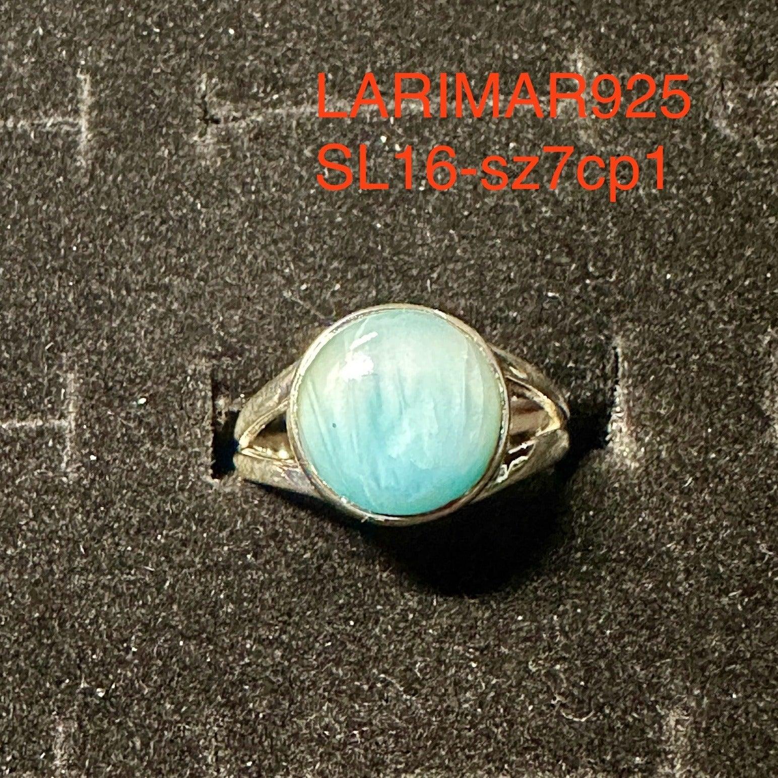 Larimar Crystal Ring, 925 Sterling Silver, Beautiful and Authentic, SL16 Size 7, Elegant Jewelry, Unique Gift - The Celestial Boutique