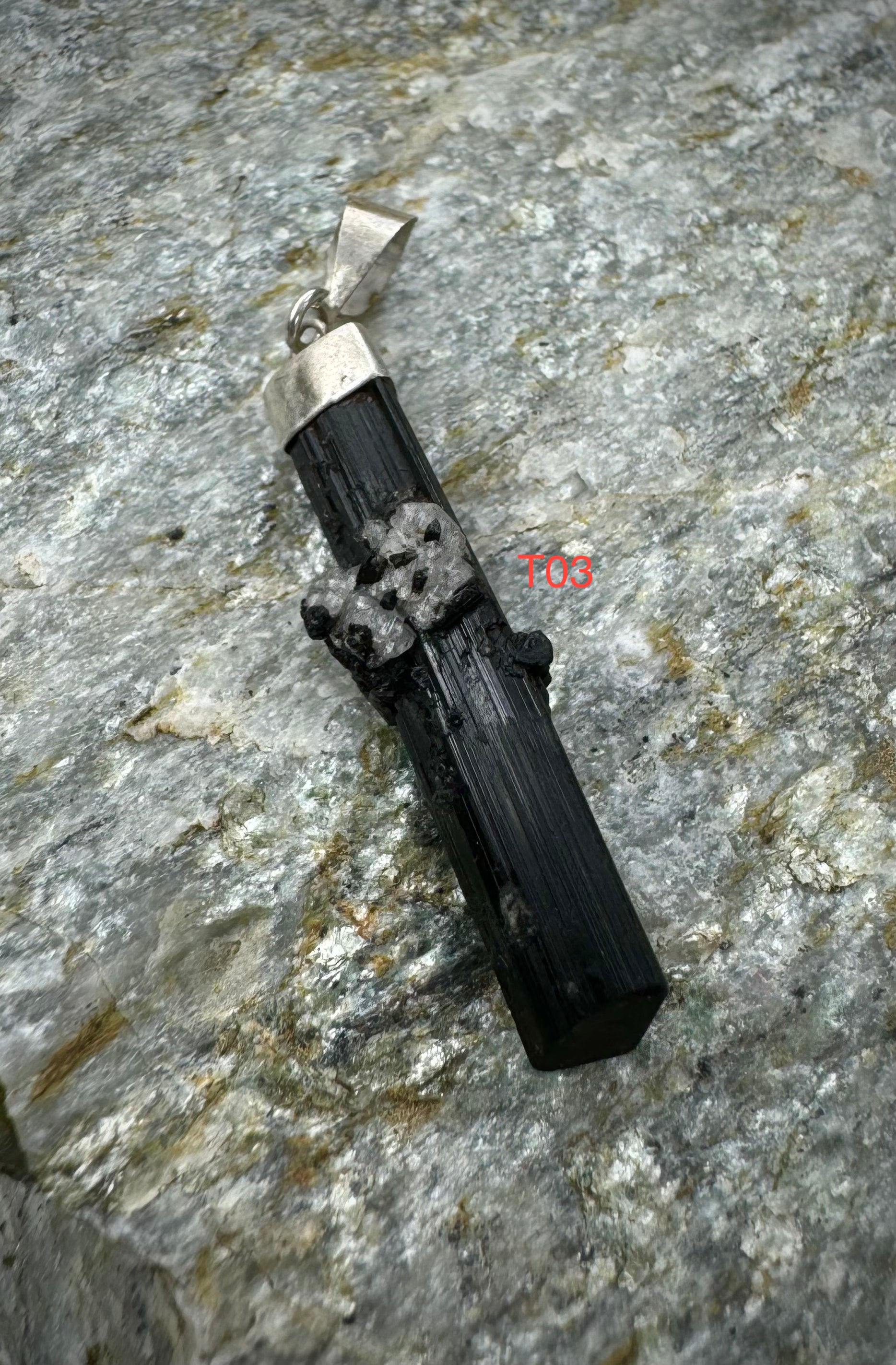 Raw Black Tourmaline Pendant Sterling Silver .925, From Pakistan, Beautiful Gemstone Jewelry - The Celestial Boutique