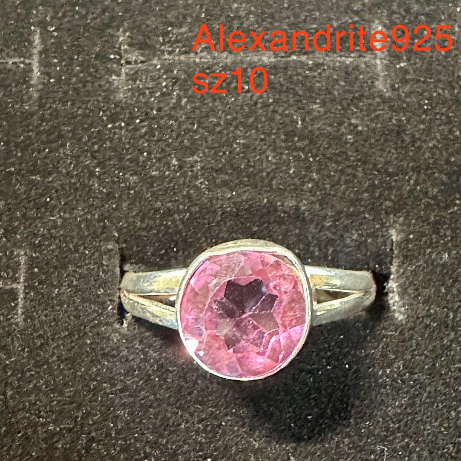 Beautiful Authentic Alexandrite Faceted Crystal Ring in Bi-Color 925 Sterling Silver, Stunning Design Size 10 - The Celestial Boutique