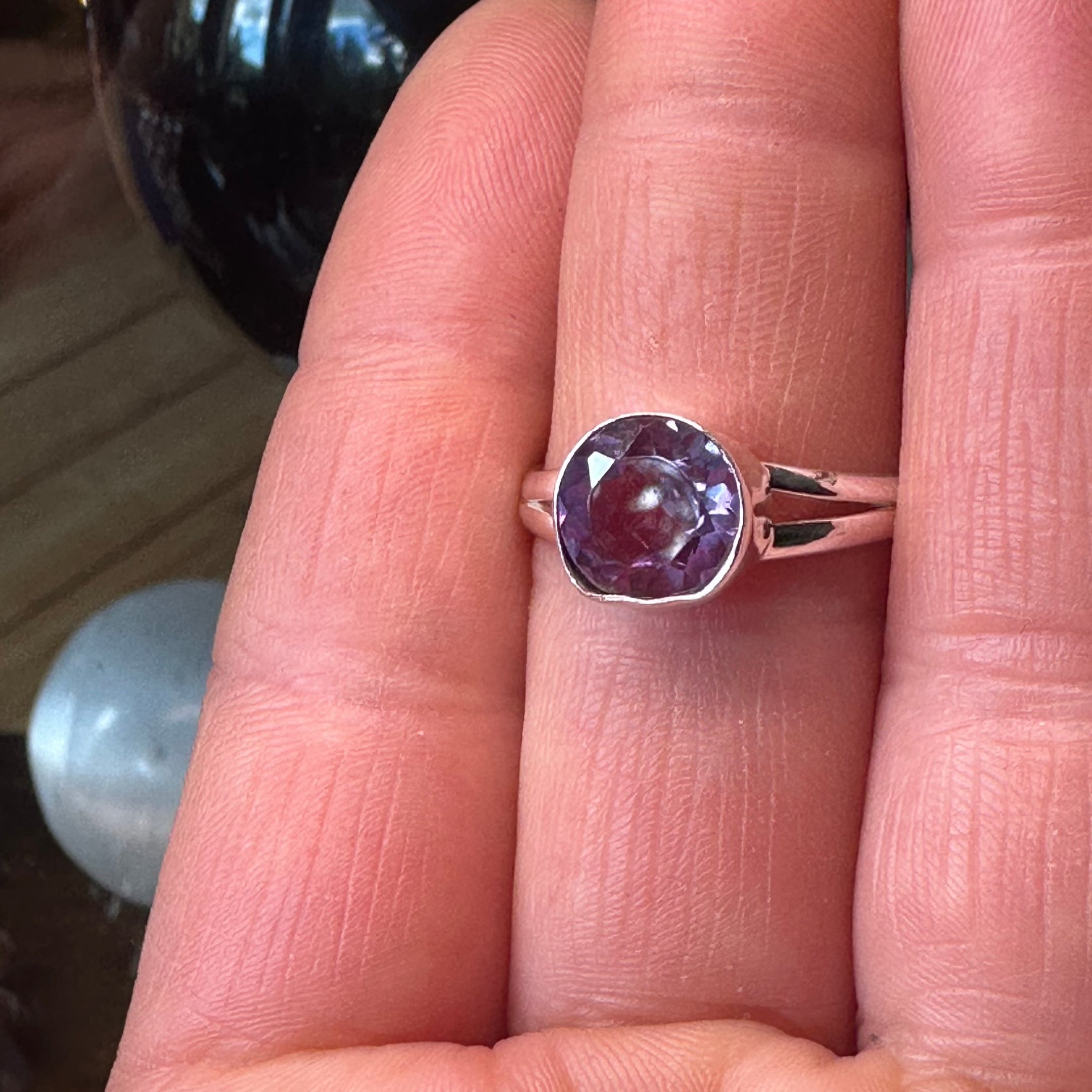 Belle bague en cristal à facettes alexandrite authentique en argent sterling 925 bicolore, superbe design taille 10