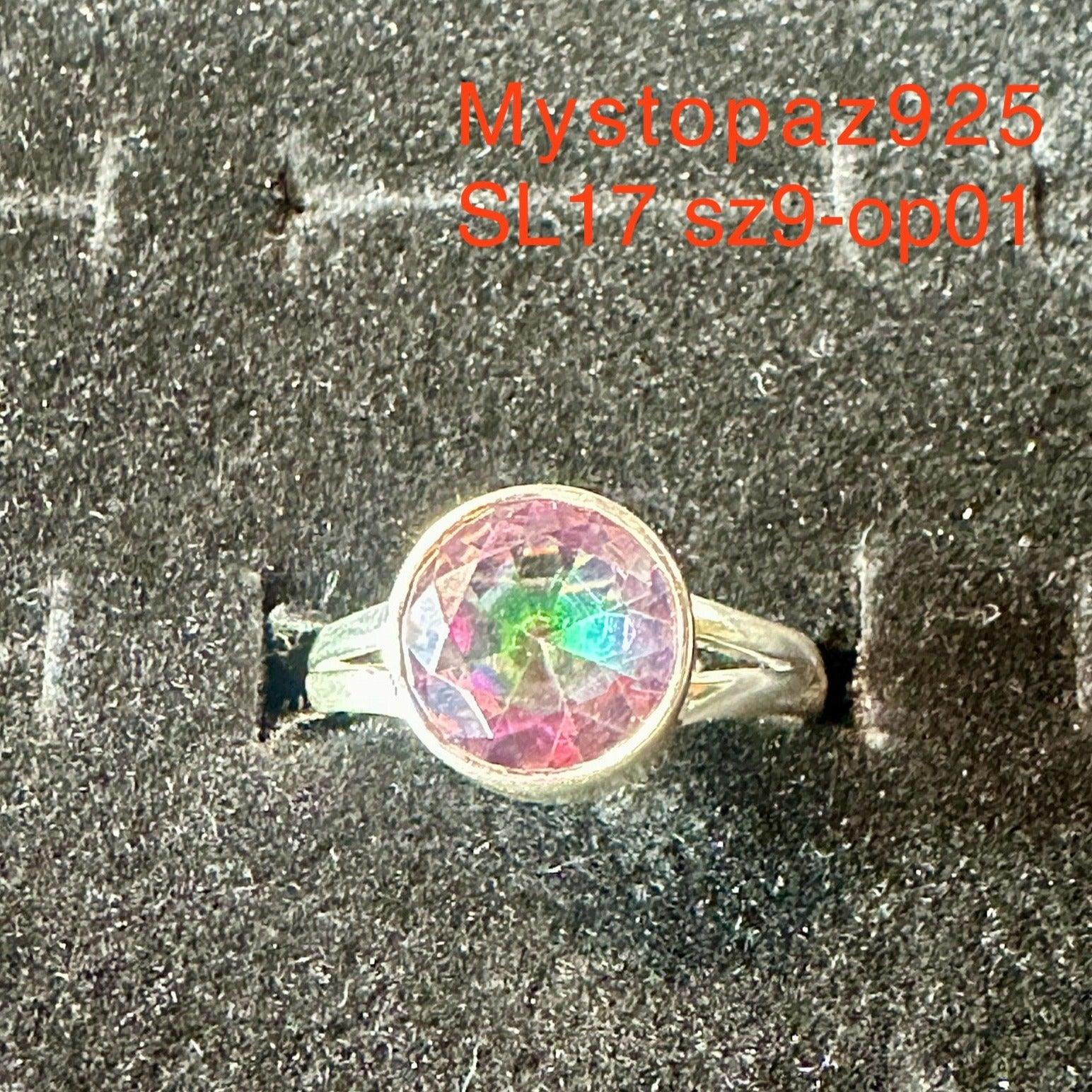 Mystic Topaz Crystal Ring - 925 Sterling Silver, Beautiful and Authentic, Size 9 - The Celestial Boutique