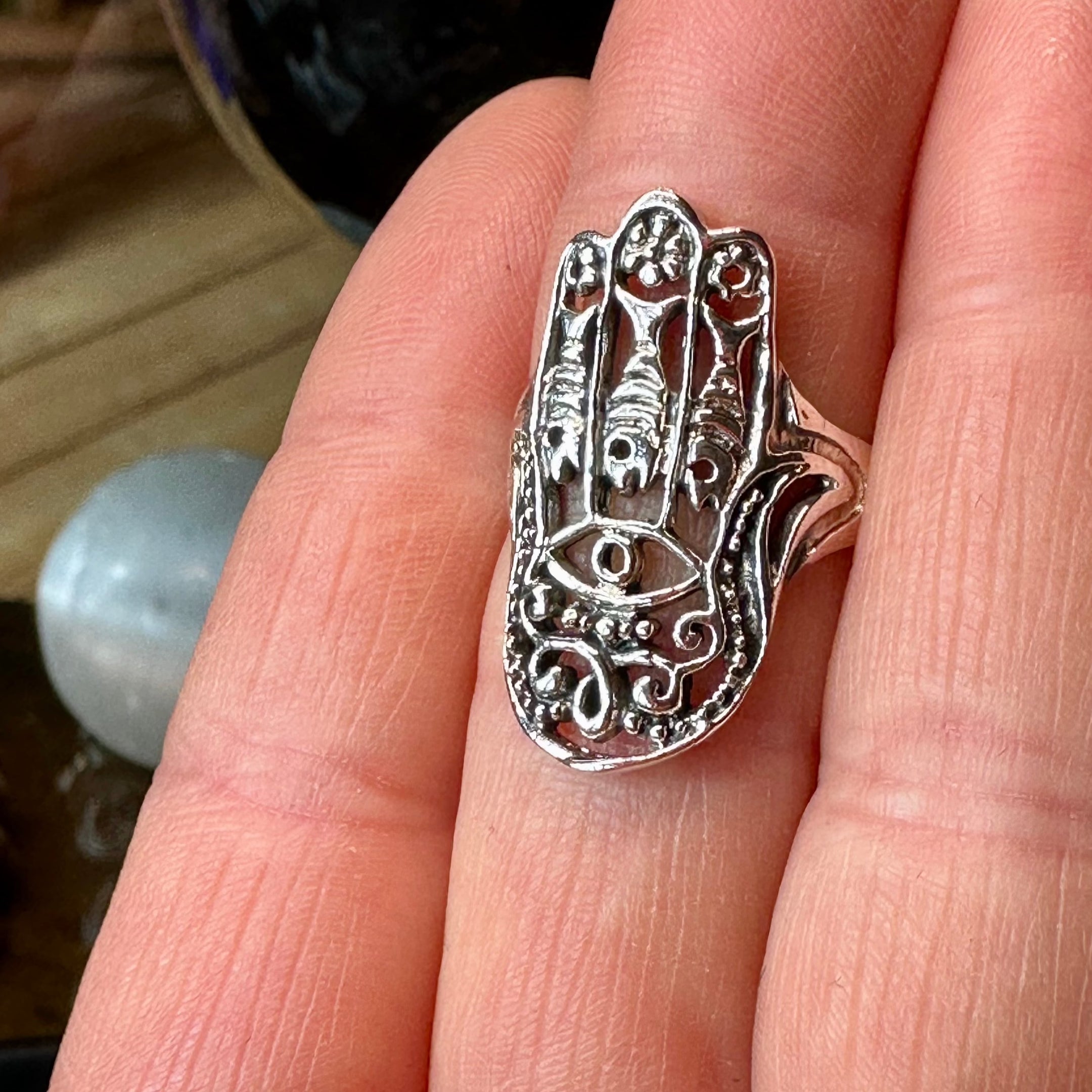 Fatima Hand Hamsa Ring, 925 Sterling Silver, Beautiful and Authentic, Elegant Jewelry, Symbolic Gift - The Celestial Boutique