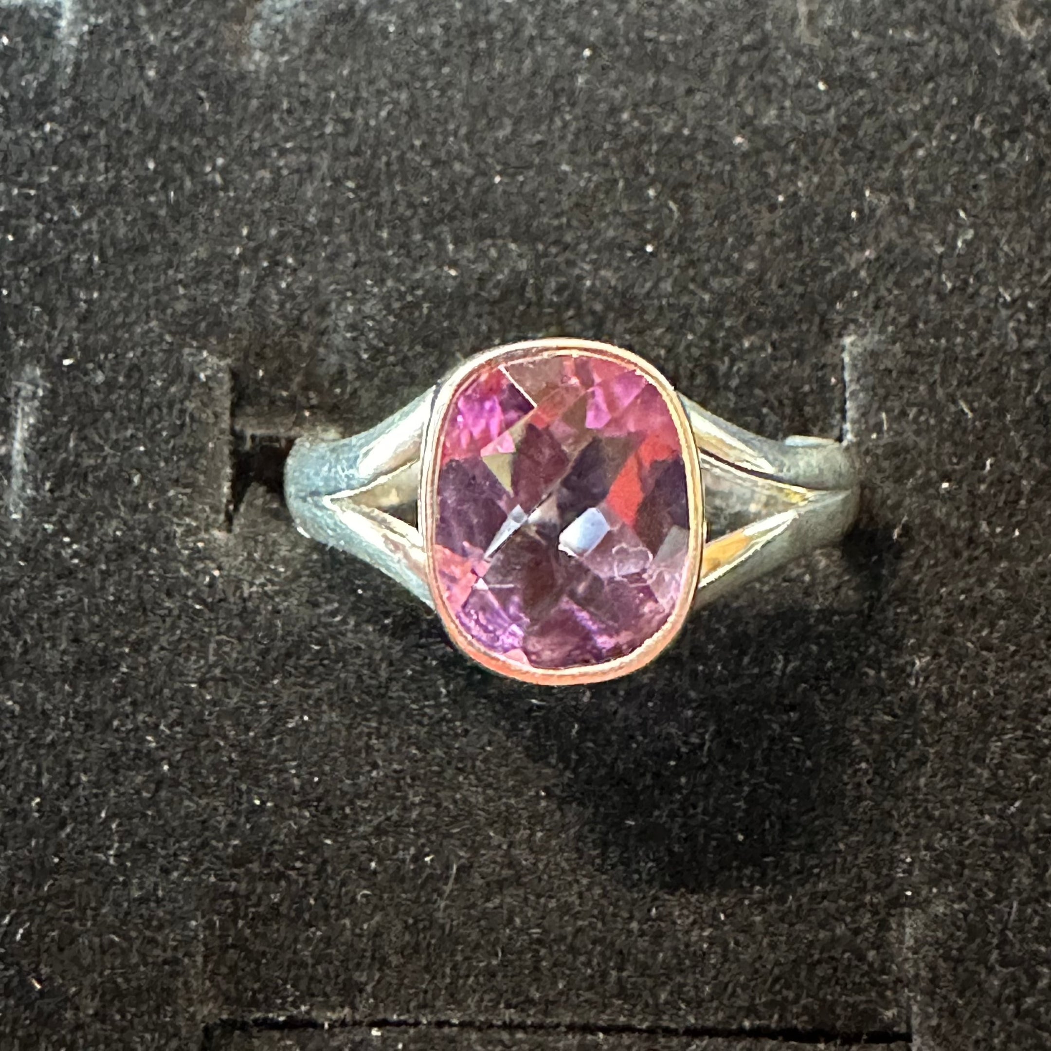 Amethyst Faceted Crystal Ring - 925 Sterling Silver, Beautiful and Authentic, Size 9 - The Celestial Boutique