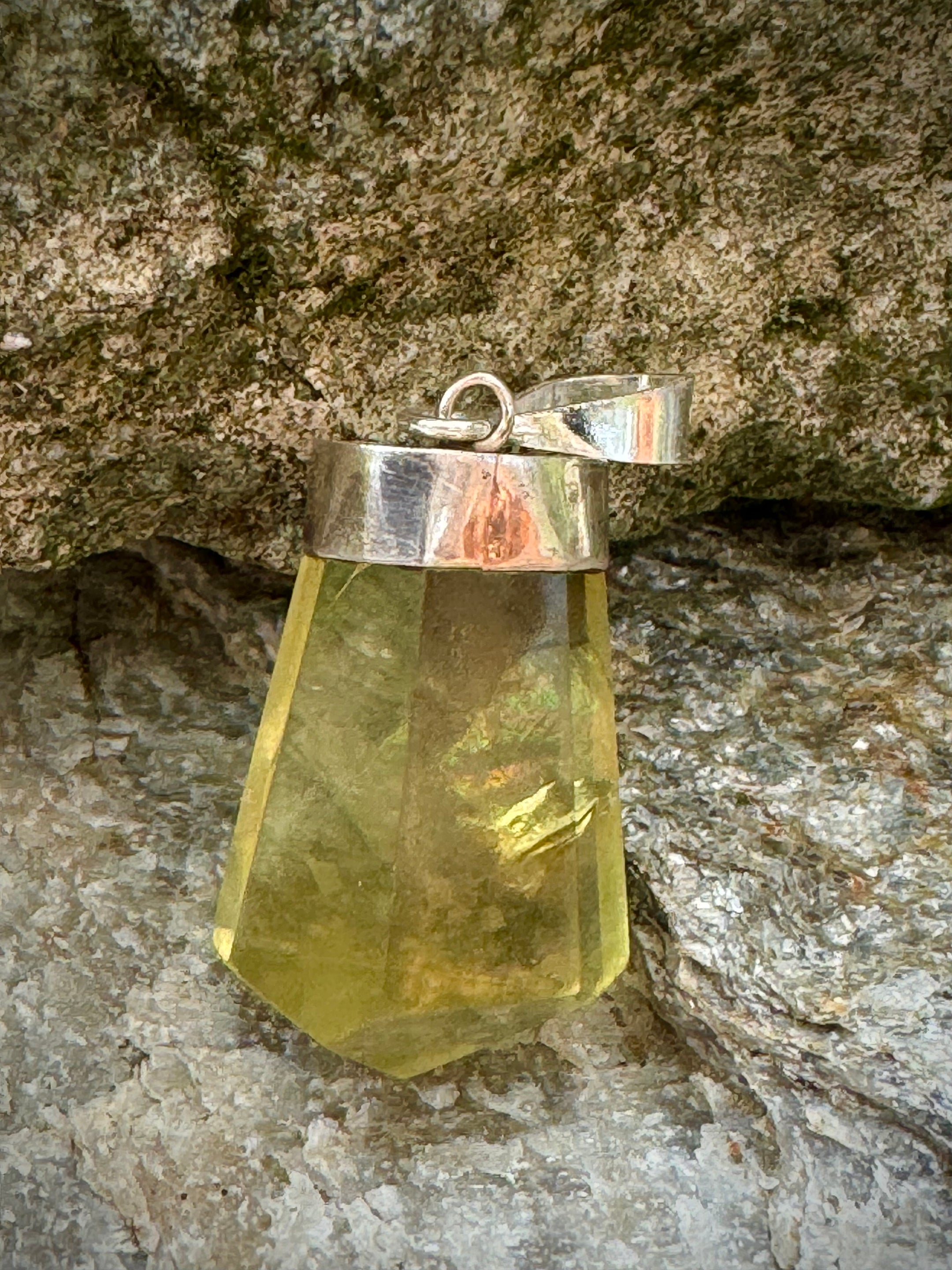 Polished Natural Citrine Point Pendant Sterling Silver .925, Beautiful Gemstone Jewelry - The Celestial Boutique