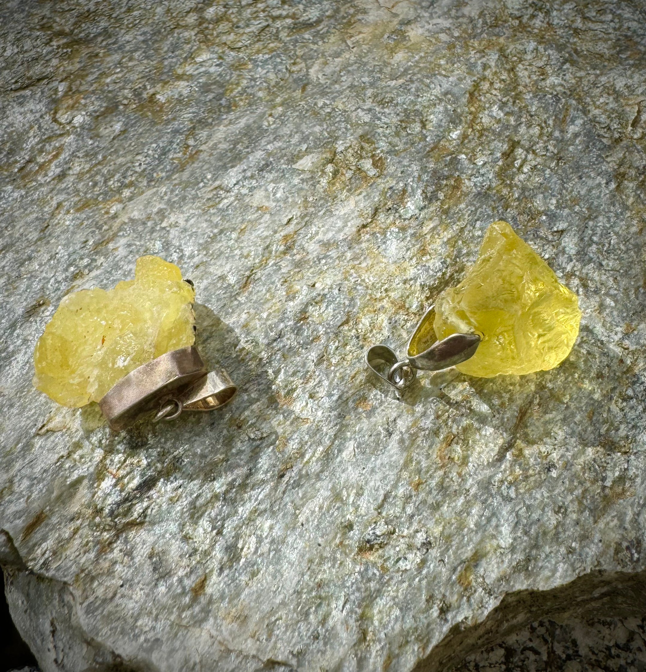 Raw Lemon Quartz Chunk Pendant, Sterling Silver .925, Beautiful Gemstone Jewelry - The Celestial Boutique