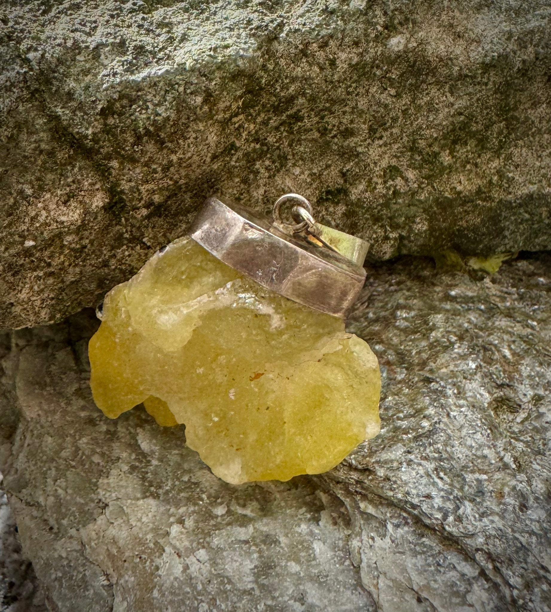 Raw Lemon Quartz Chunk Pendant, Sterling Silver .925, Beautiful Gemstone Jewelry - The Celestial Boutique