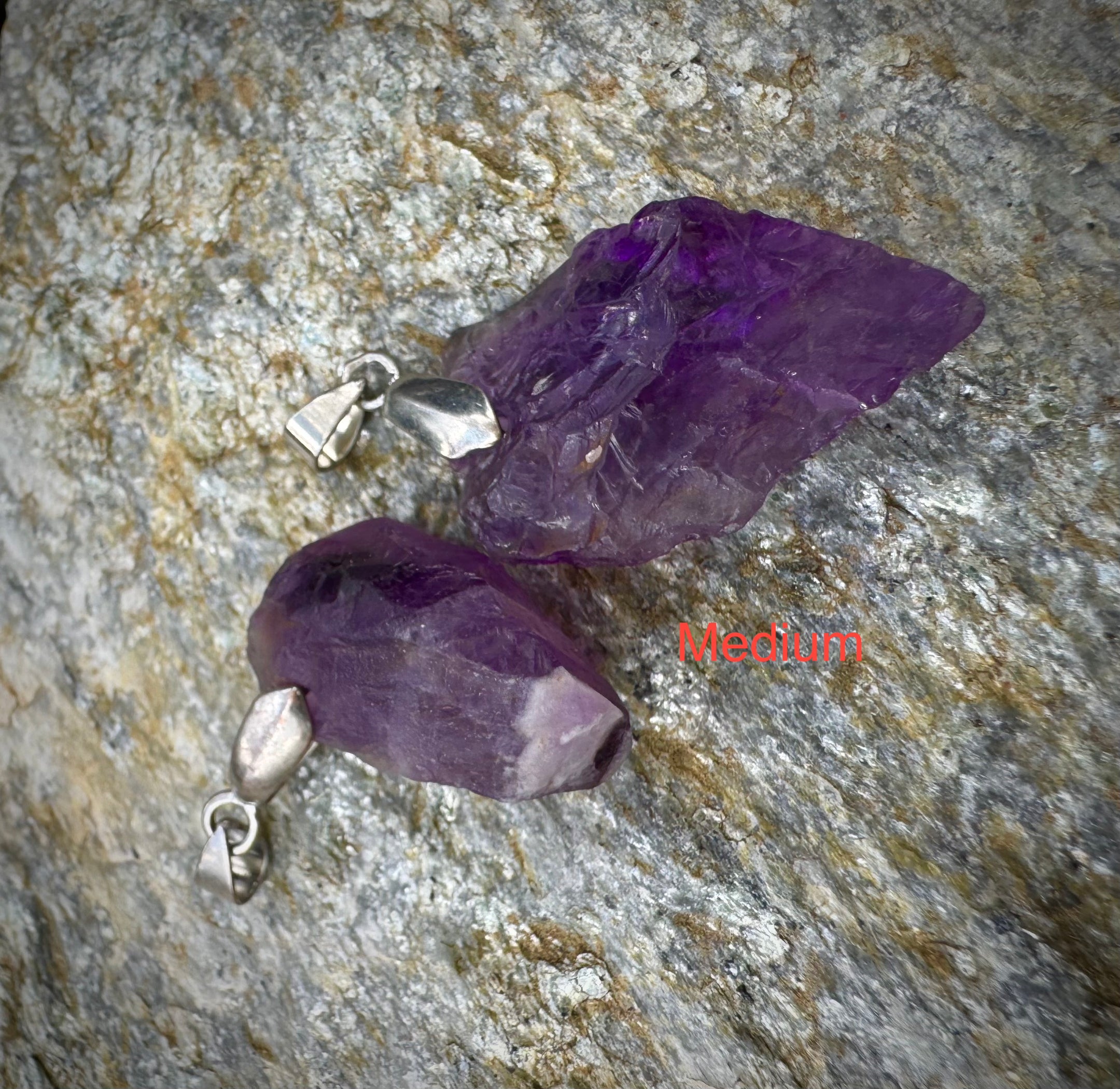 Raw Amethyst Chunk Pendant, Sterling Silver .925, Beautiful Gemstone Jewelry - The Celestial Boutique