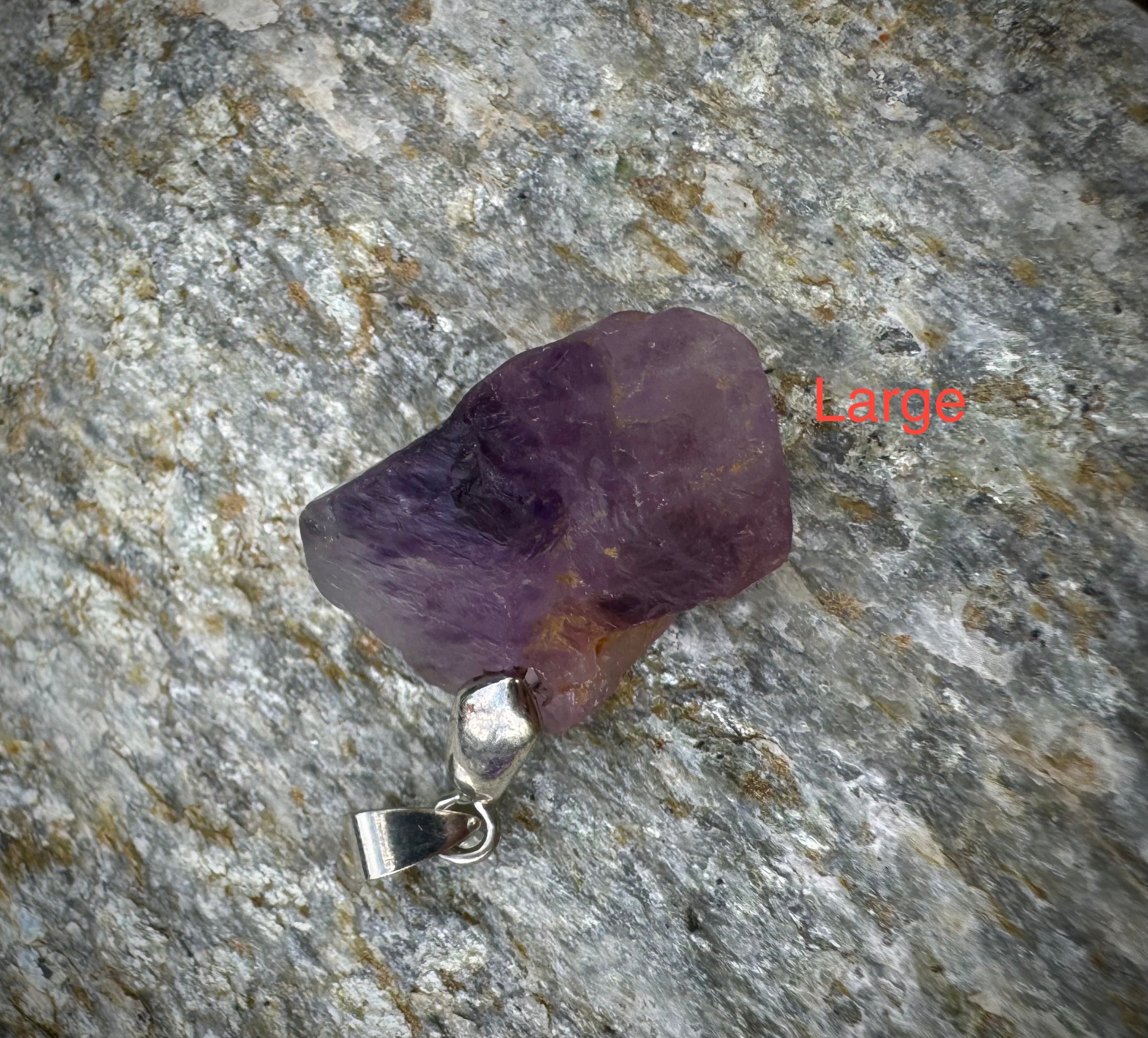 Raw Amethyst Chunk Pendant, Sterling Silver .925, Beautiful Gemstone Jewelry - The Celestial Boutique