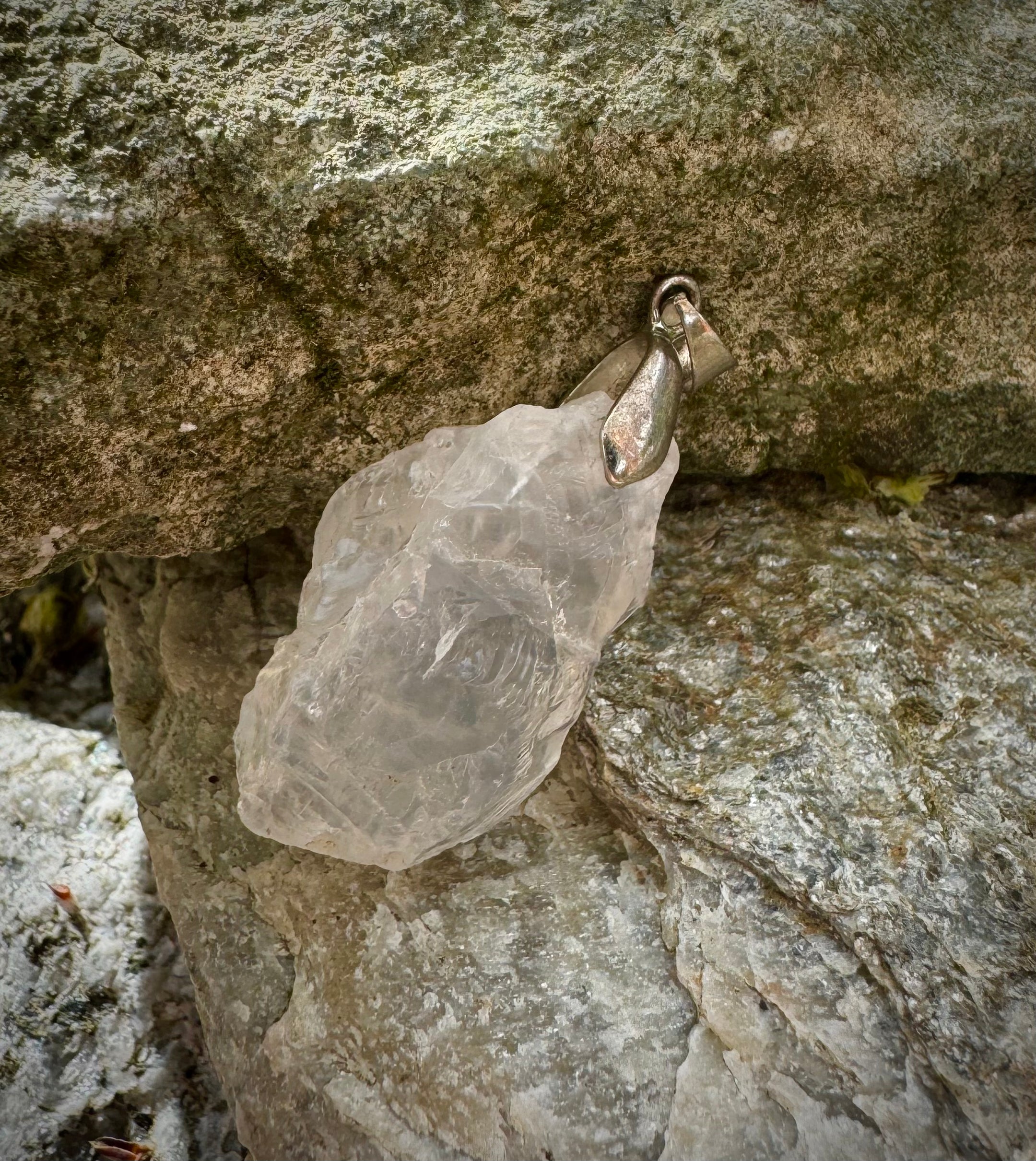 Raw Moonstone Pendant, Sterling Silver .925, Beautiful Gemstone Jewelry - The Celestial Boutique