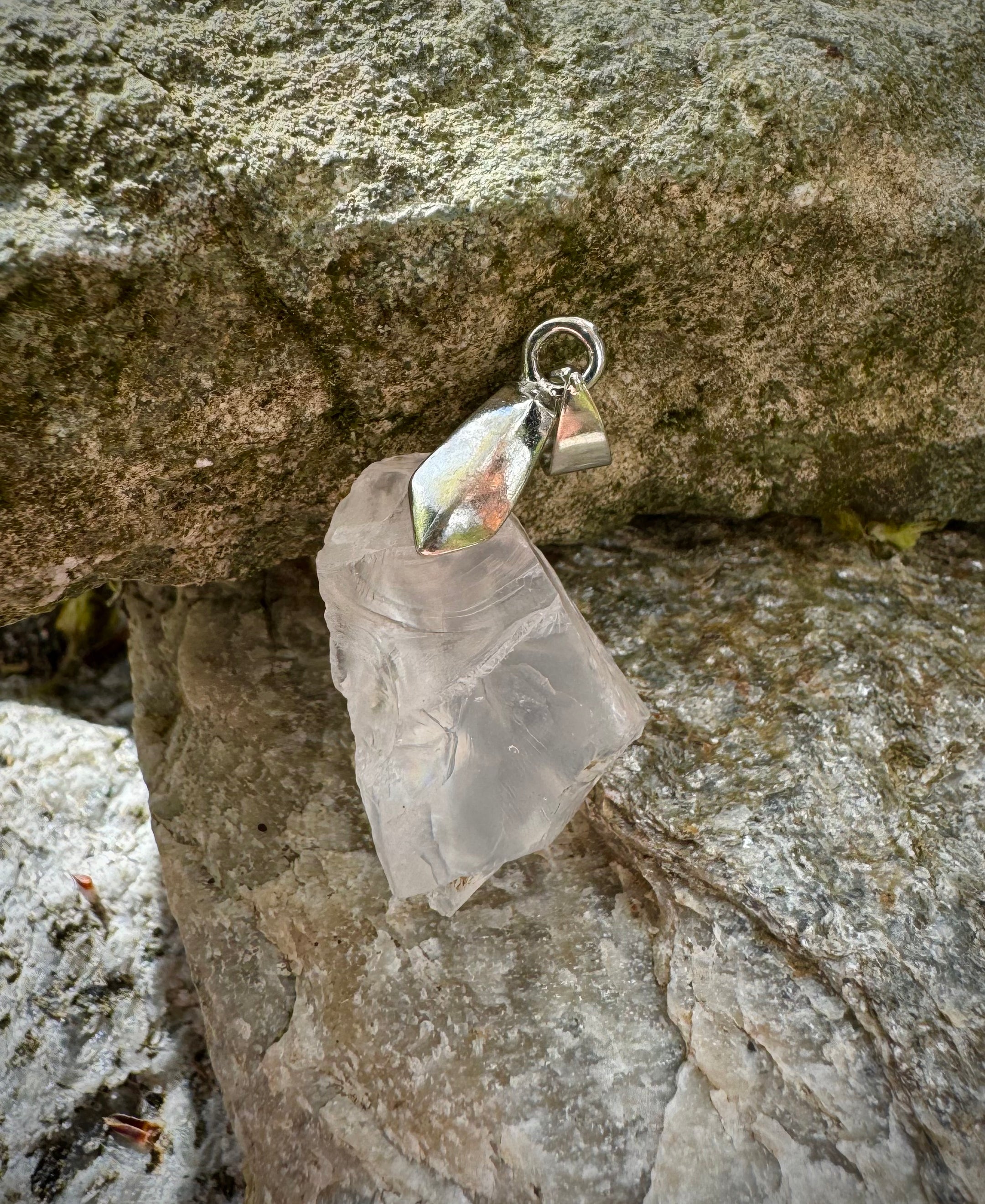 Raw Moonstone Pendant, Sterling Silver .925, Beautiful Gemstone Jewelry - The Celestial Boutique