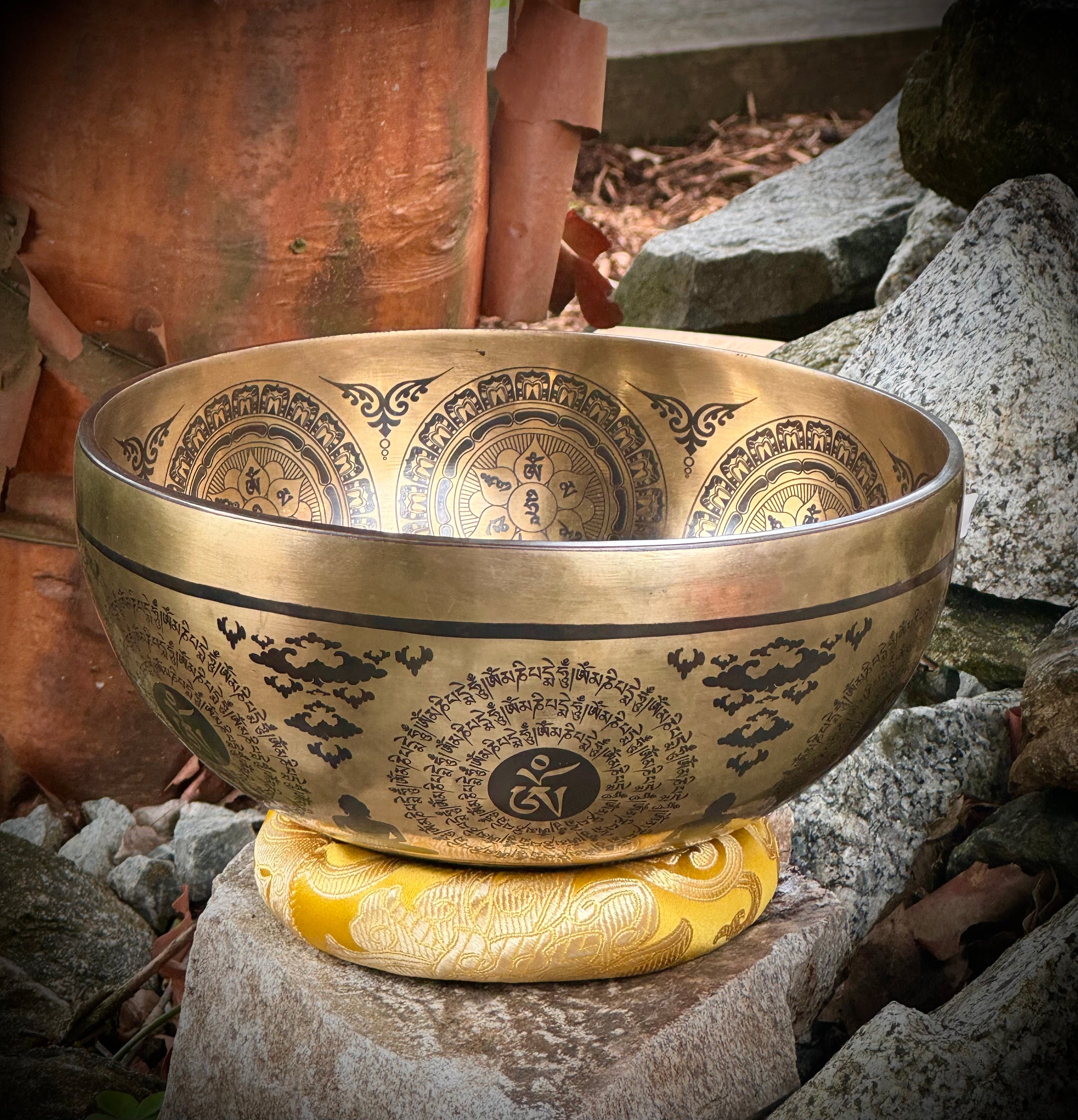 Beautiful Special Carving Tibetan Singing bowls 8-9.5 Inches, 3 designs, Handmade from Nepal - The Celestial Boutique