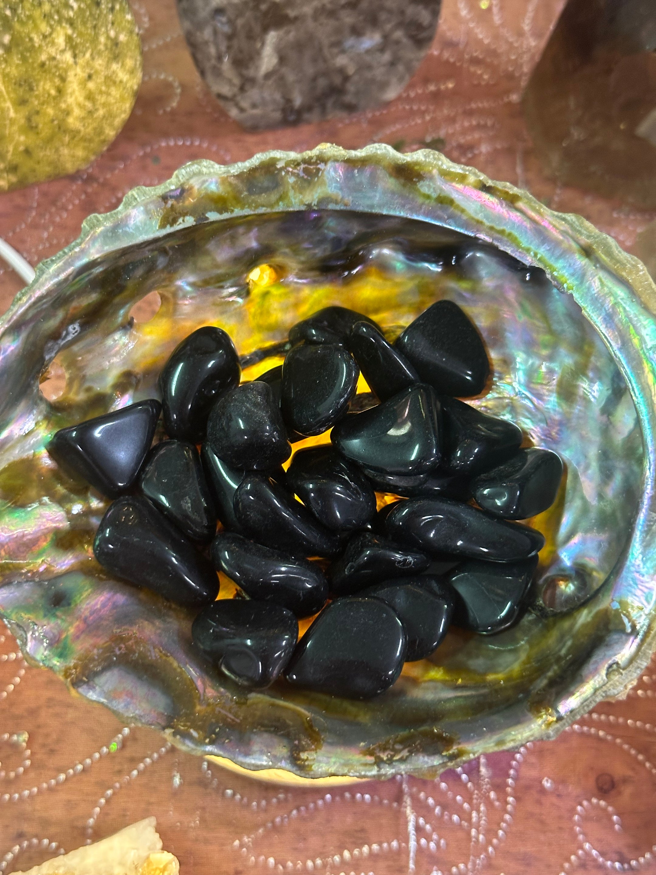 Beautiful Black Obsidian Tumbled Stones from Brazil - Top Quality, Available in Packs of 50 Grams and 100 Grams for Healing and Home Decor - The Celestial Boutique