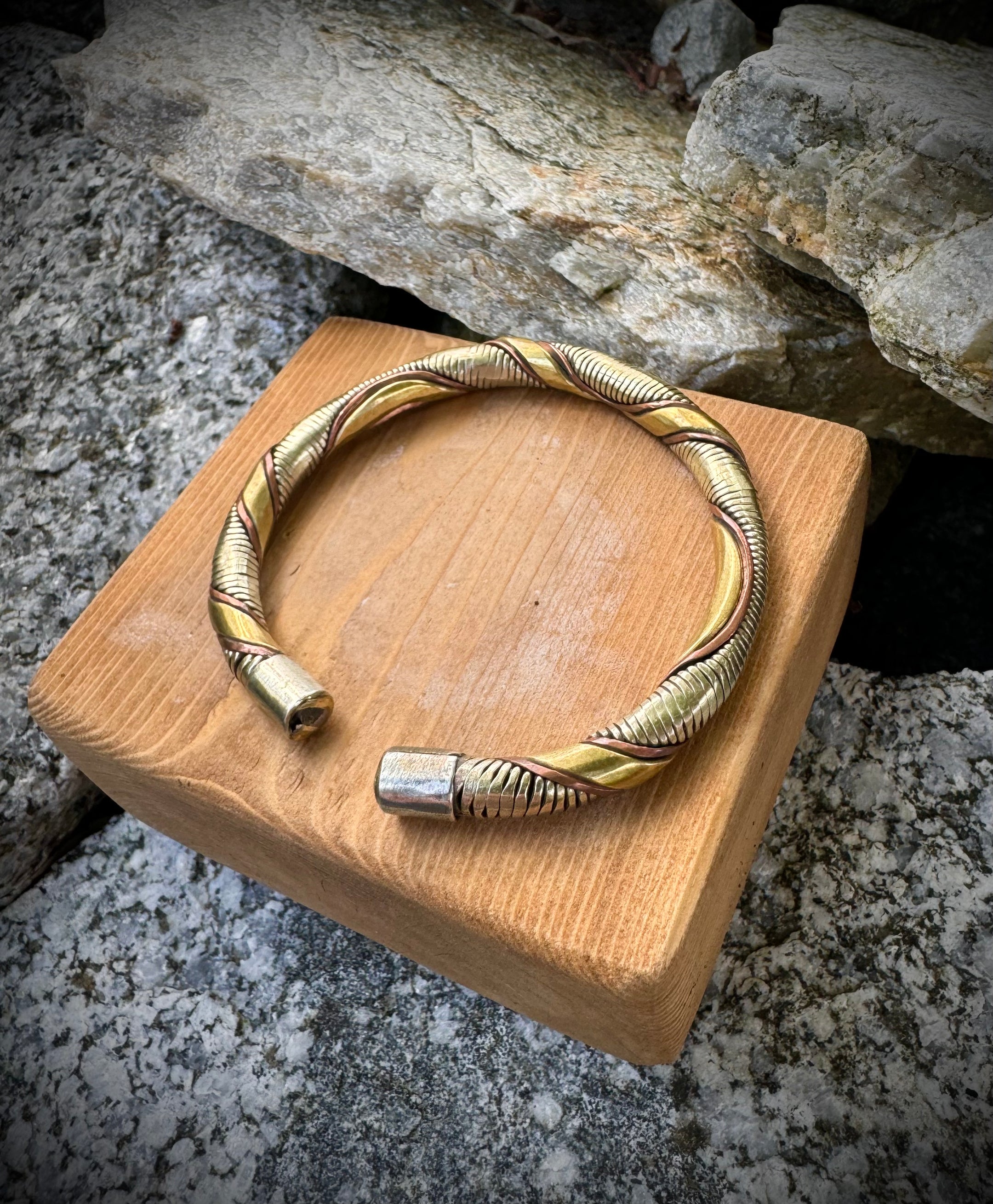 Authentic Handmade Tibetan Yoga Bracelet - Bangle, Copper, Imported from Nepal - Unique Artisan Jewelry Gift - The Celestial Boutique