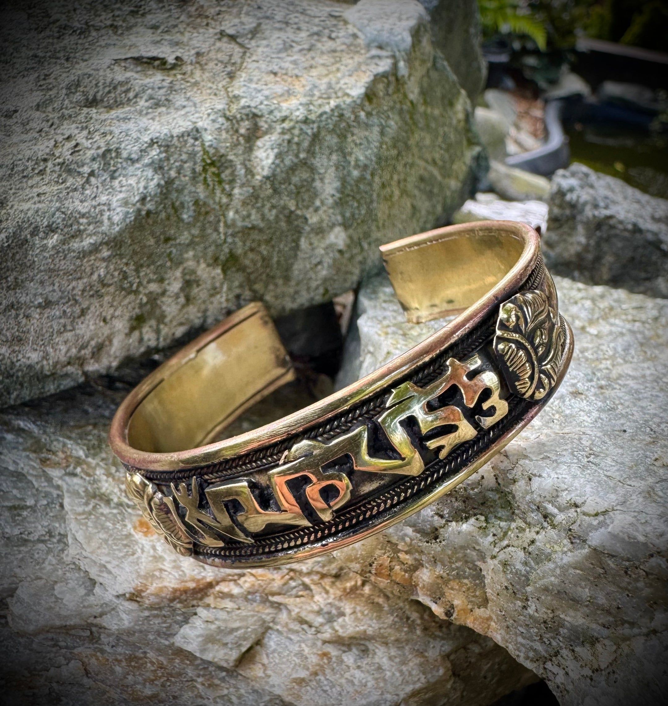 Authentic Handmade Tibetan Mantra Om Mani Yoga Bracelet - Bangle, Copper, Imported from Nepal - Unique Artisan Jewelry Gift - The Celestial Boutique