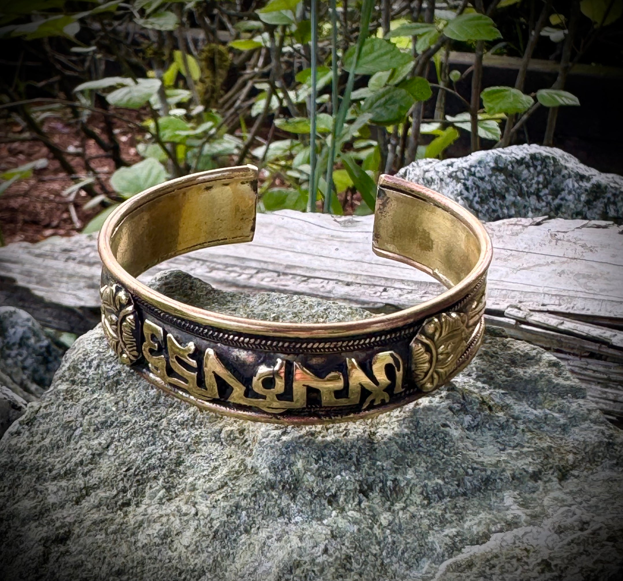 Authentic Handmade Tibetan Mantra Om Mani Yoga Bracelet - Bangle, Copper, Imported from Nepal - Unique Artisan Jewelry Gift - The Celestial Boutique