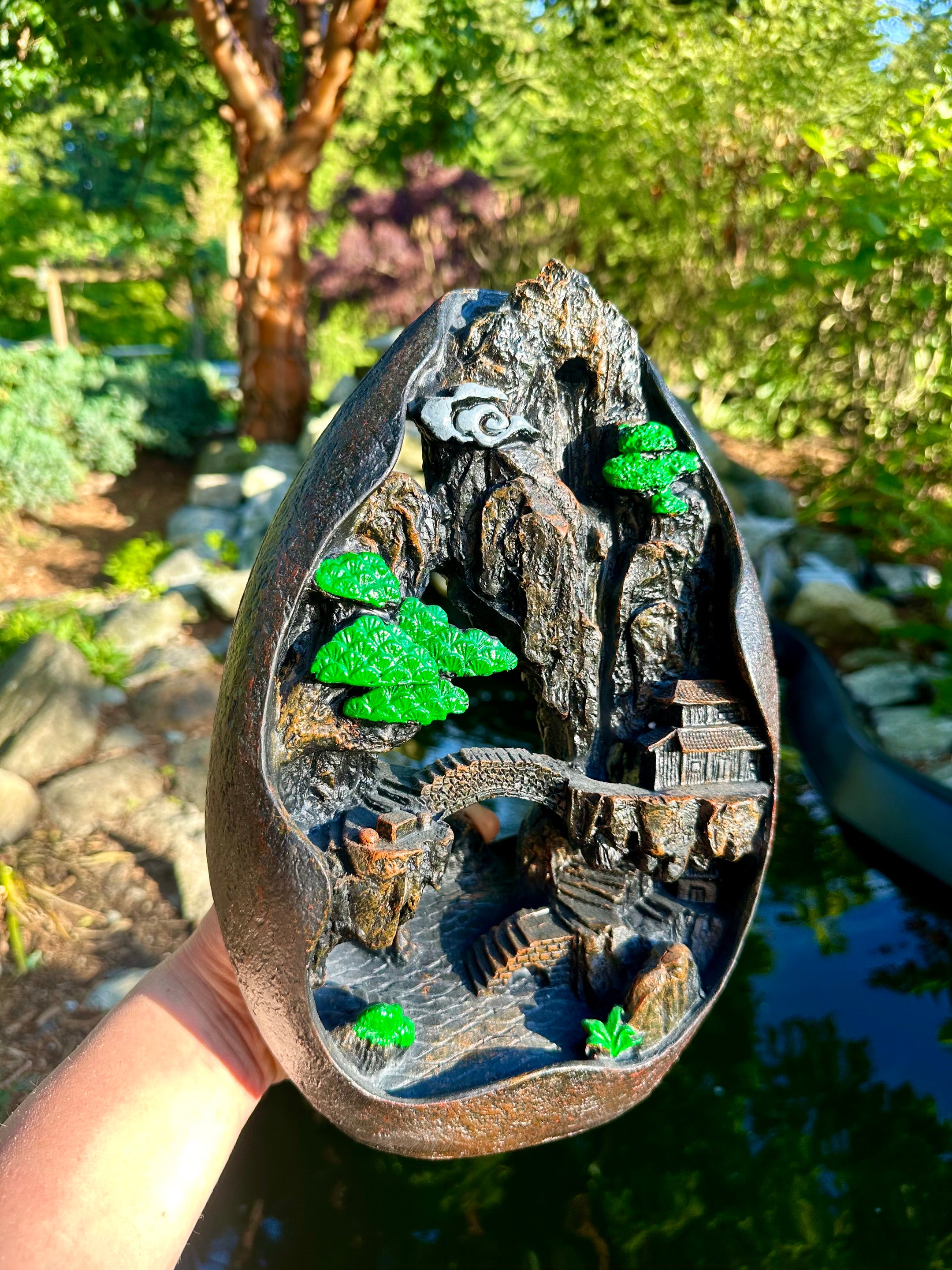 Large Resin Waterfall Backflow Incense Burner, Aromatherapy Ornament, Beautiful and cool - The Celestial Boutique