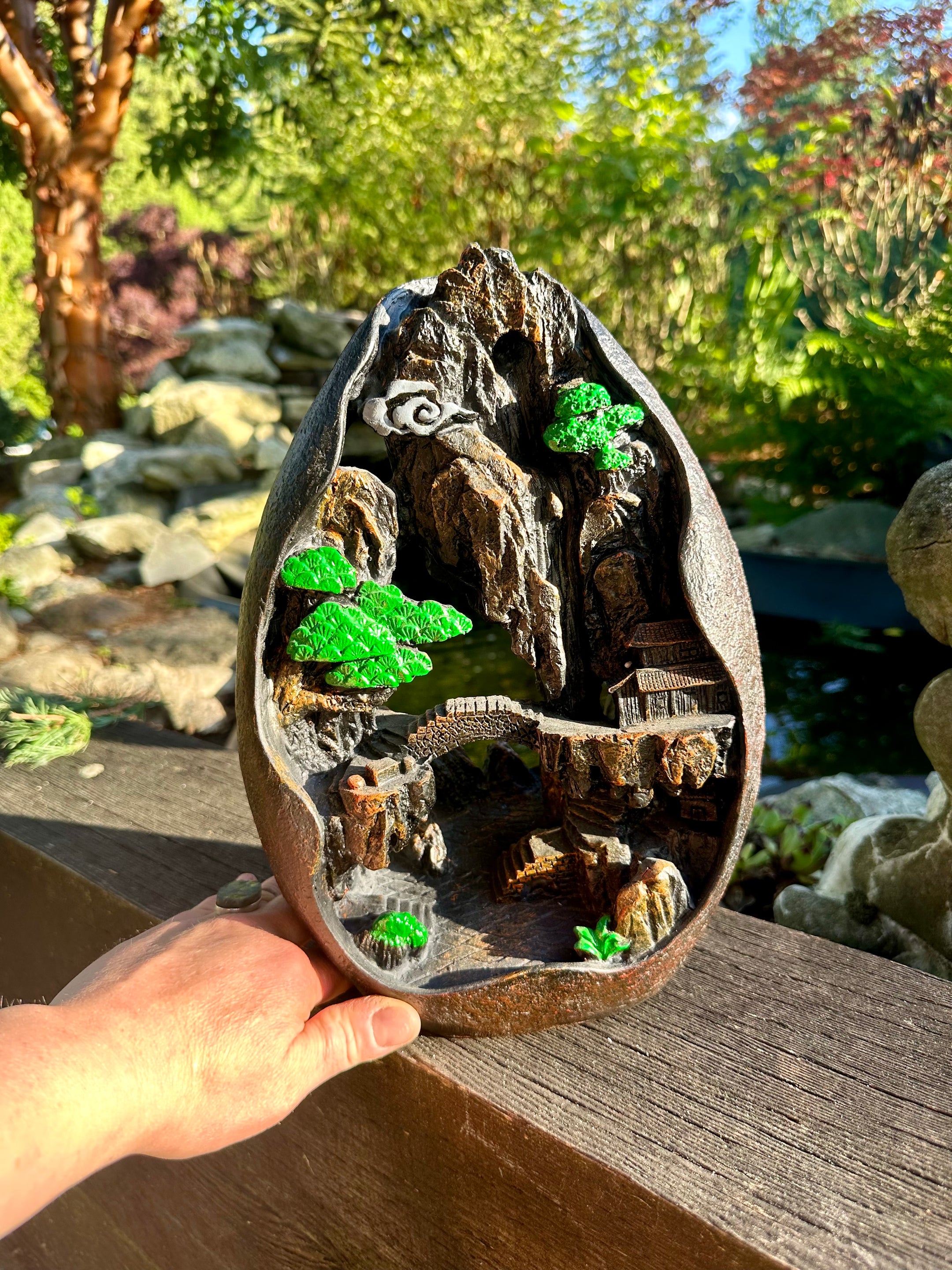 Large Resin Waterfall Backflow Incense Burner, Aromatherapy Ornament, Beautiful and cool - The Celestial Boutique