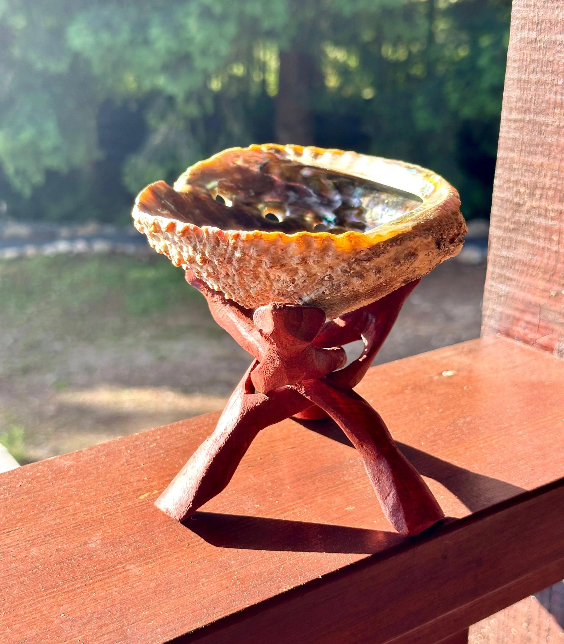 Large Natural Abalone Shell Smudge bowl With Stand, High Quality, Perfect for Cleansing - Smudging - The Celestial Boutique