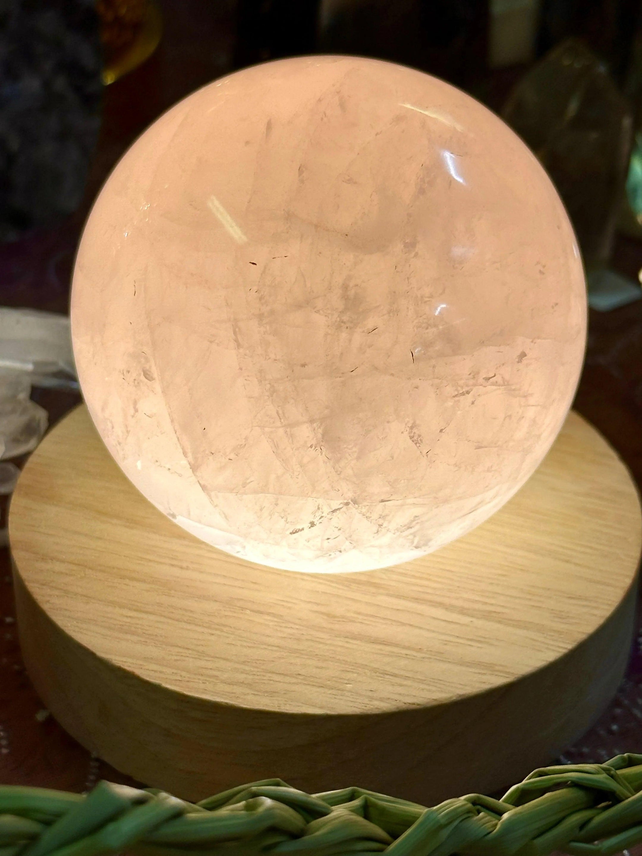 Beautiful and Authentic Large Rose Quartz Sphere from Brazil with Stand 76mm, A++ Quality - The Celestial Boutique