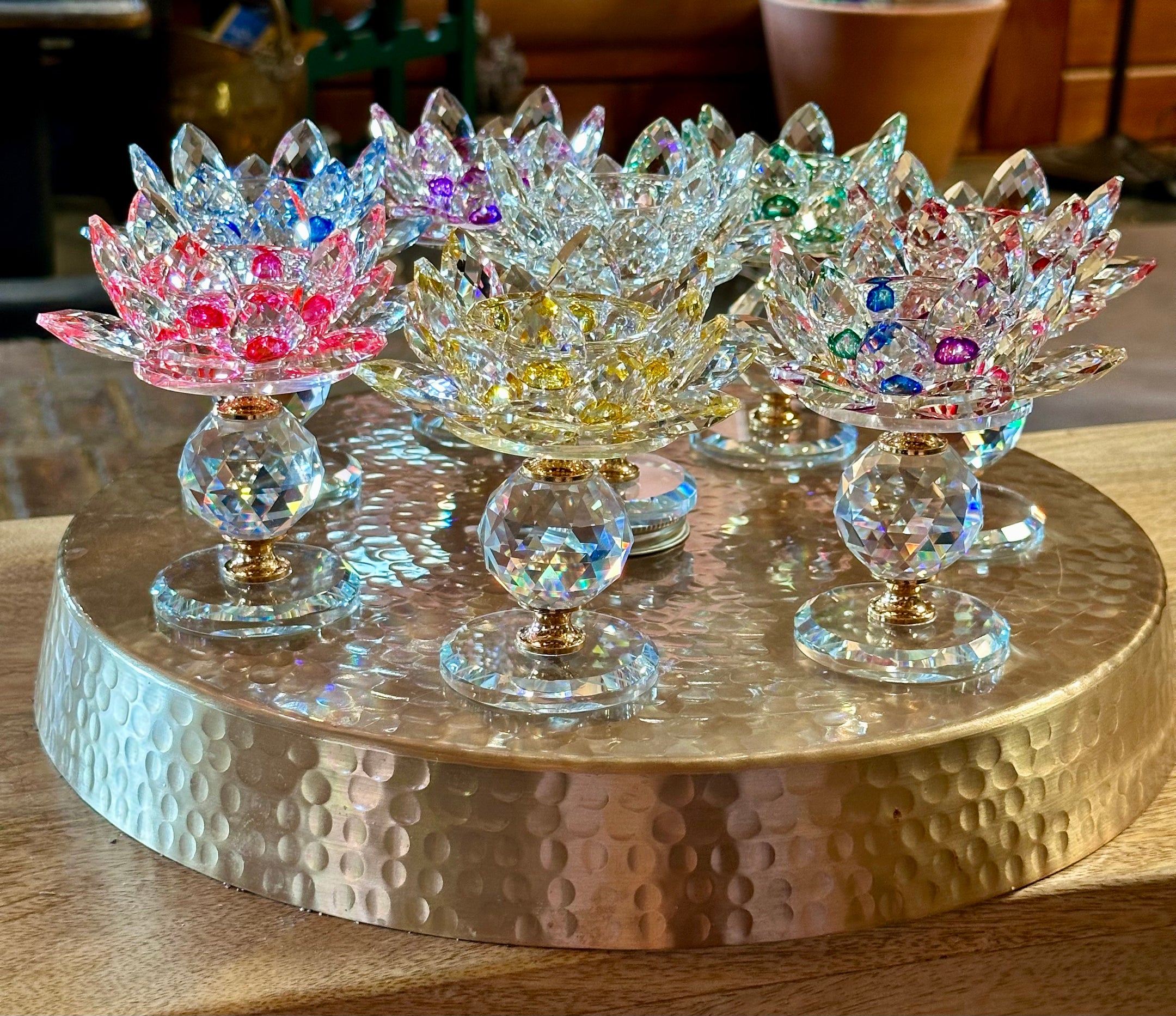 Bougeoir votif en cristal Lotus, unique et beau, de haute qualité, options de couleurs multiples