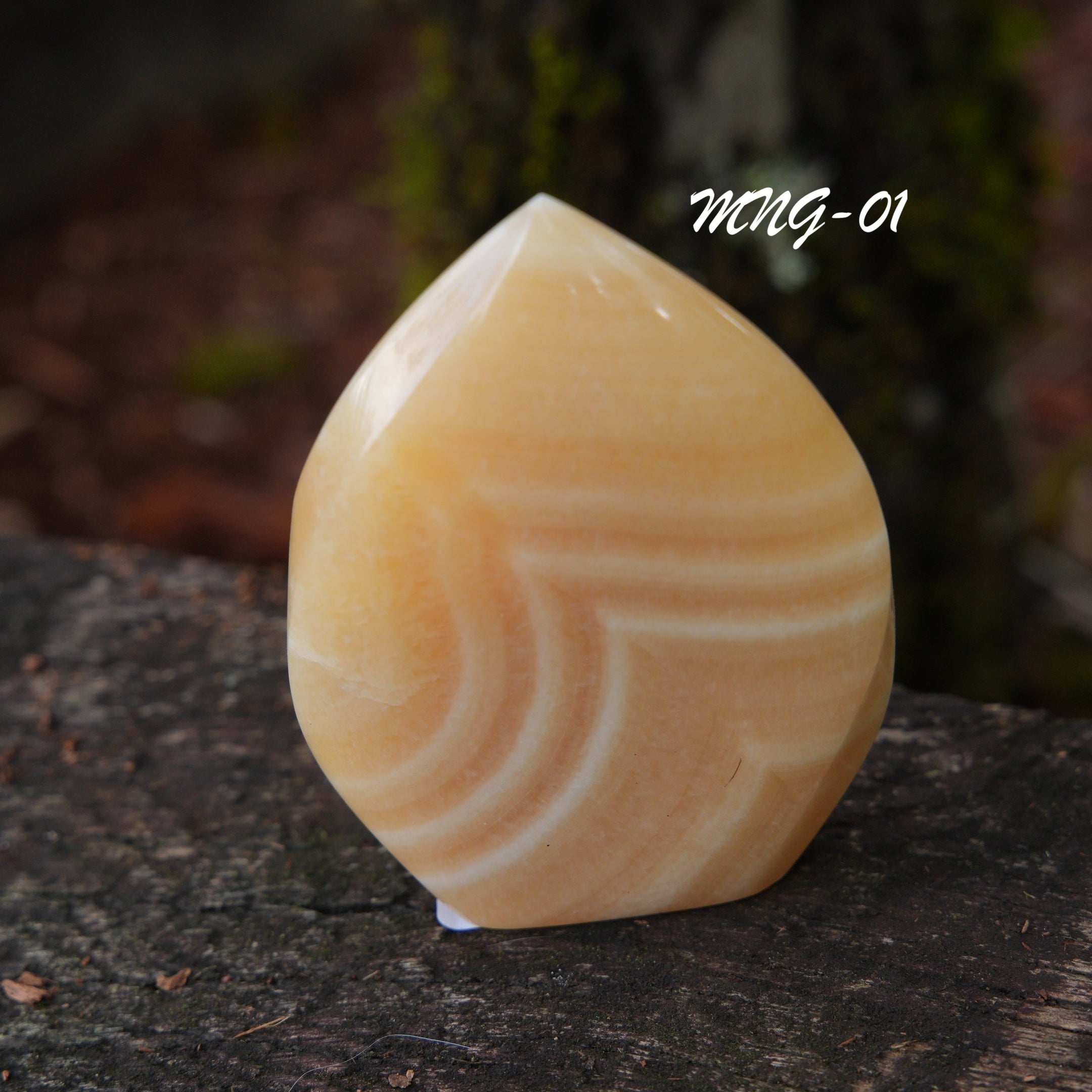 Beautiful Mango Calcite Gemstone Leaf Carving – Handcrafted with Uplifting Benefits, Various Options