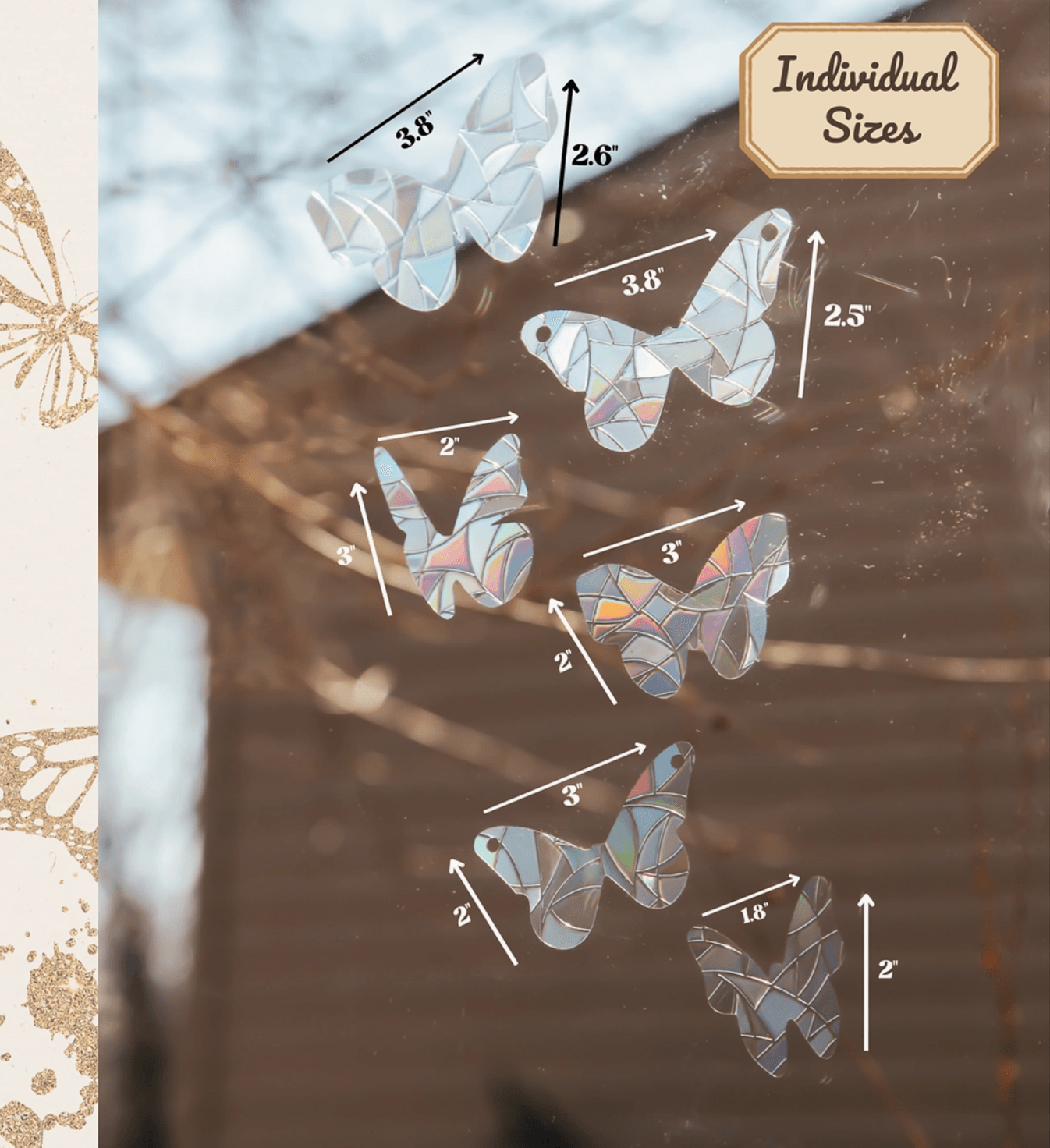 Flying Butterflies Window Suncatcher, Window Cling - Set of 6, Beautiful and Flashy! - The Celestial Boutique