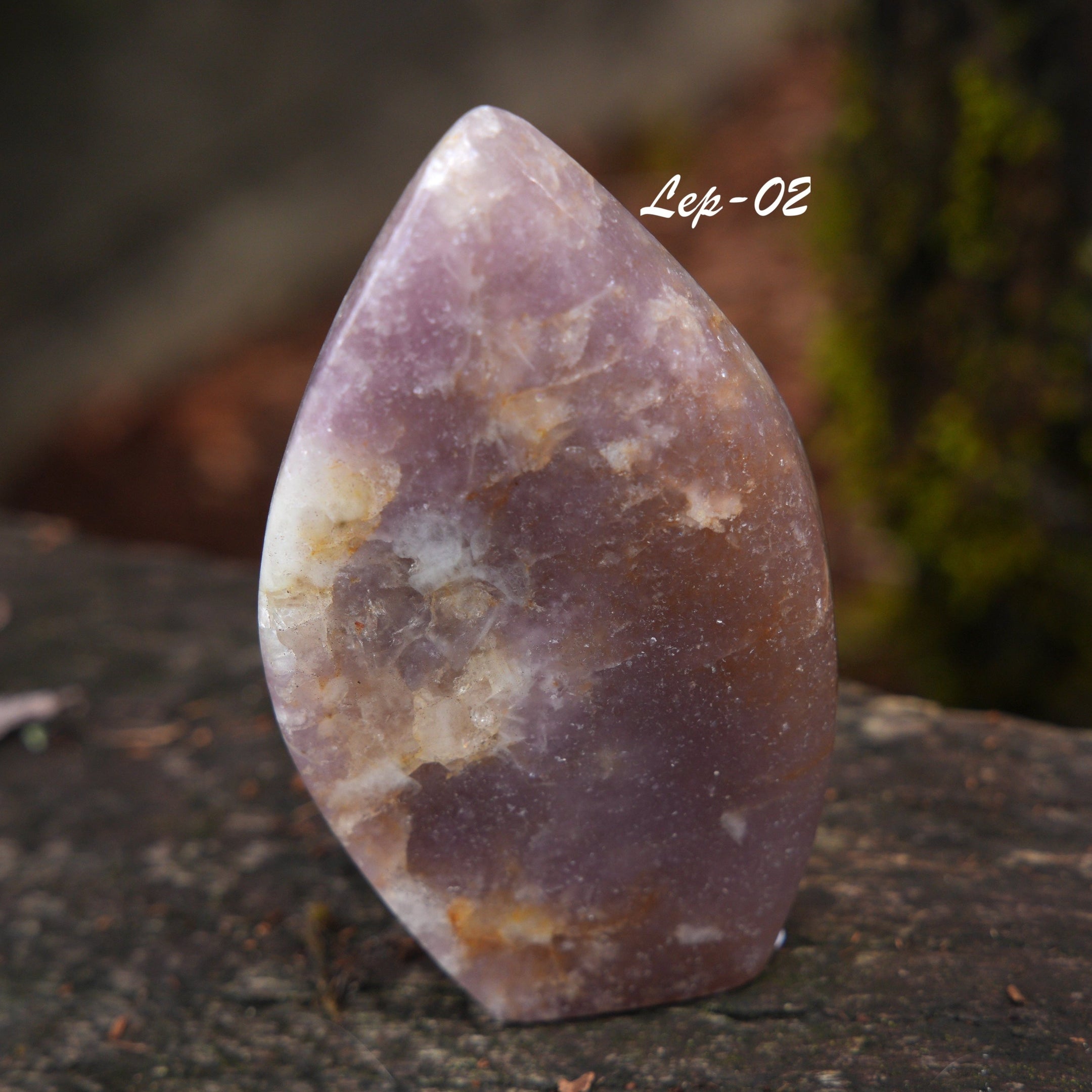 Beautiful Lepidolite Gemstone Leaf Carving – Handcrafted with Calming Properties, Various Options