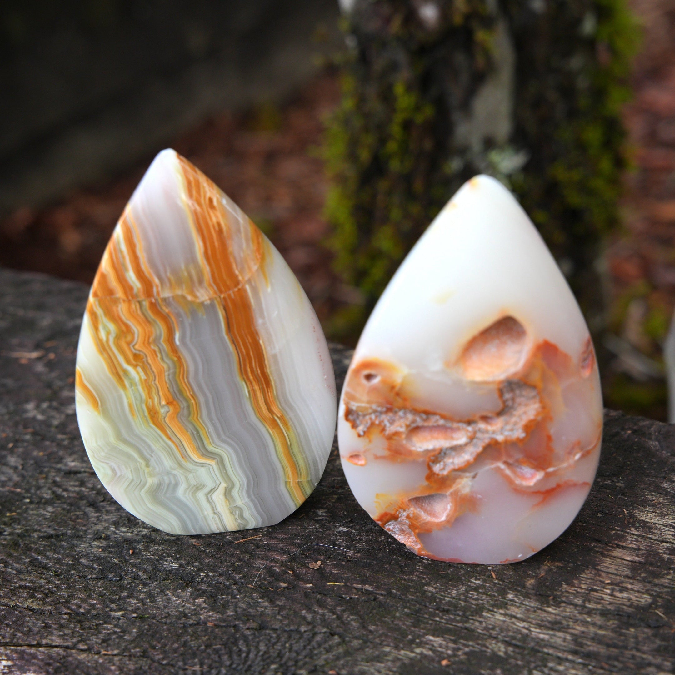 Beautiful Pink Banded Calcite Gemstone Leaf Carving – Handcrafted with Heart-Centered Properties, Various Options